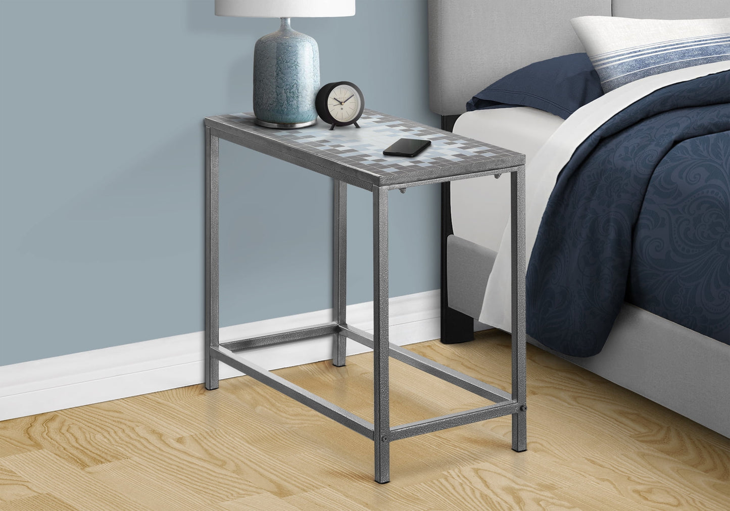 Monarch Specialties Accent Table, Side, End, Nightstand, Lamp, Living Room, Bedroom, Blue Tile