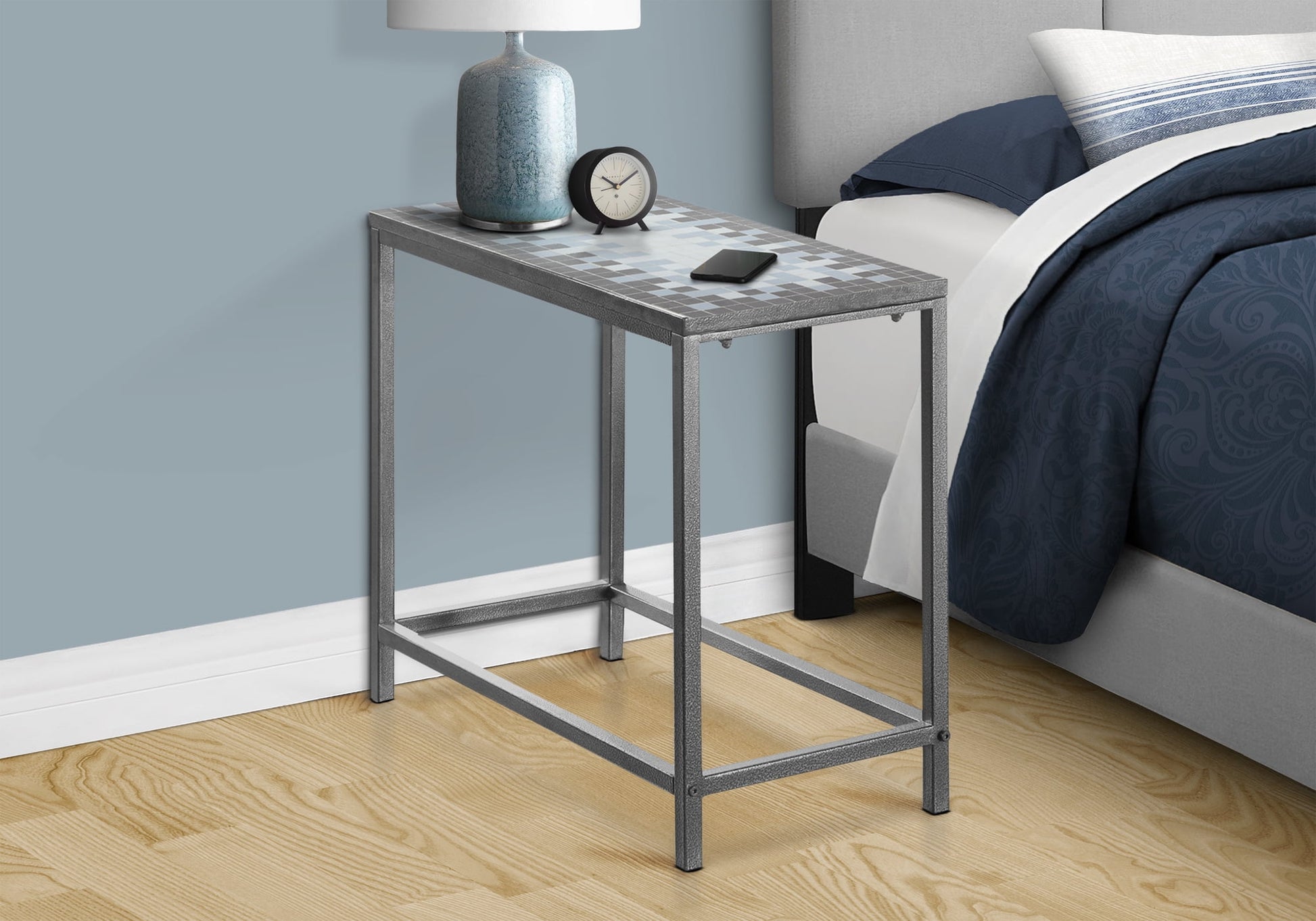 Monarch Specialties Accent Table, Side, End, Nightstand, Lamp, Living Room, Bedroom, Blue Tile