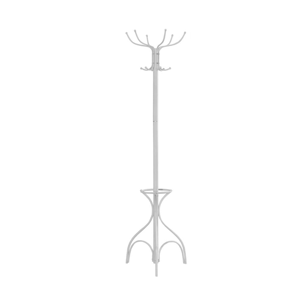 Monarch Specialties Coat Rack, Hall Tree, 12 Hooks, Entryway, 70"H, Bedroom, White Metal
