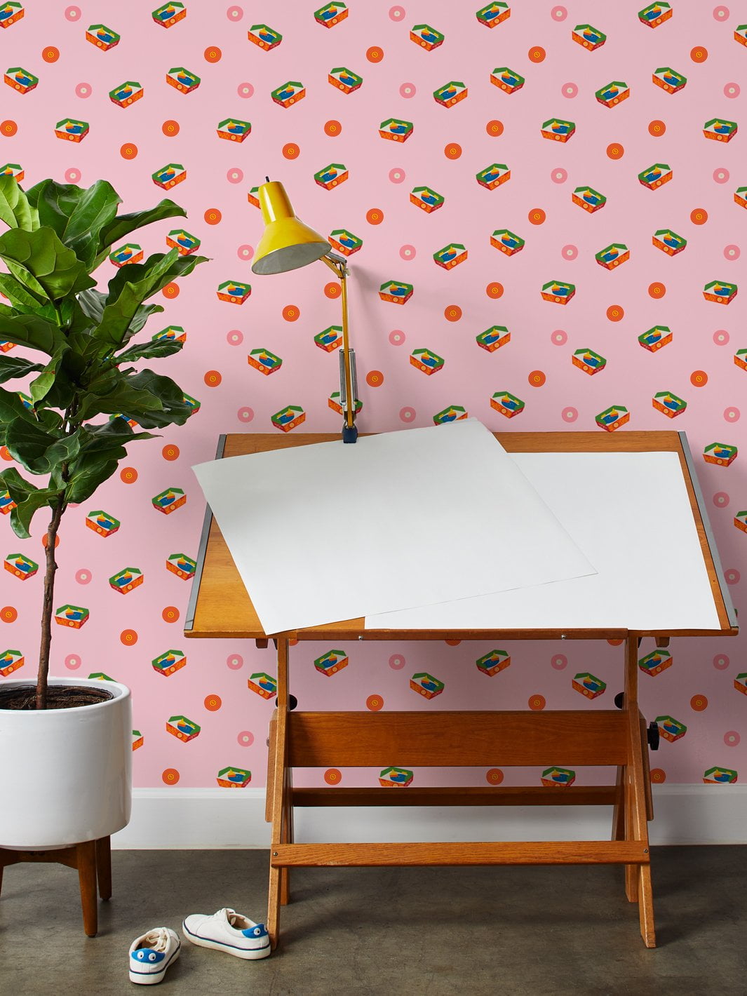 Music Box Record Player Removable Vinyl Wallpaper By Fisher-Price - Pink
