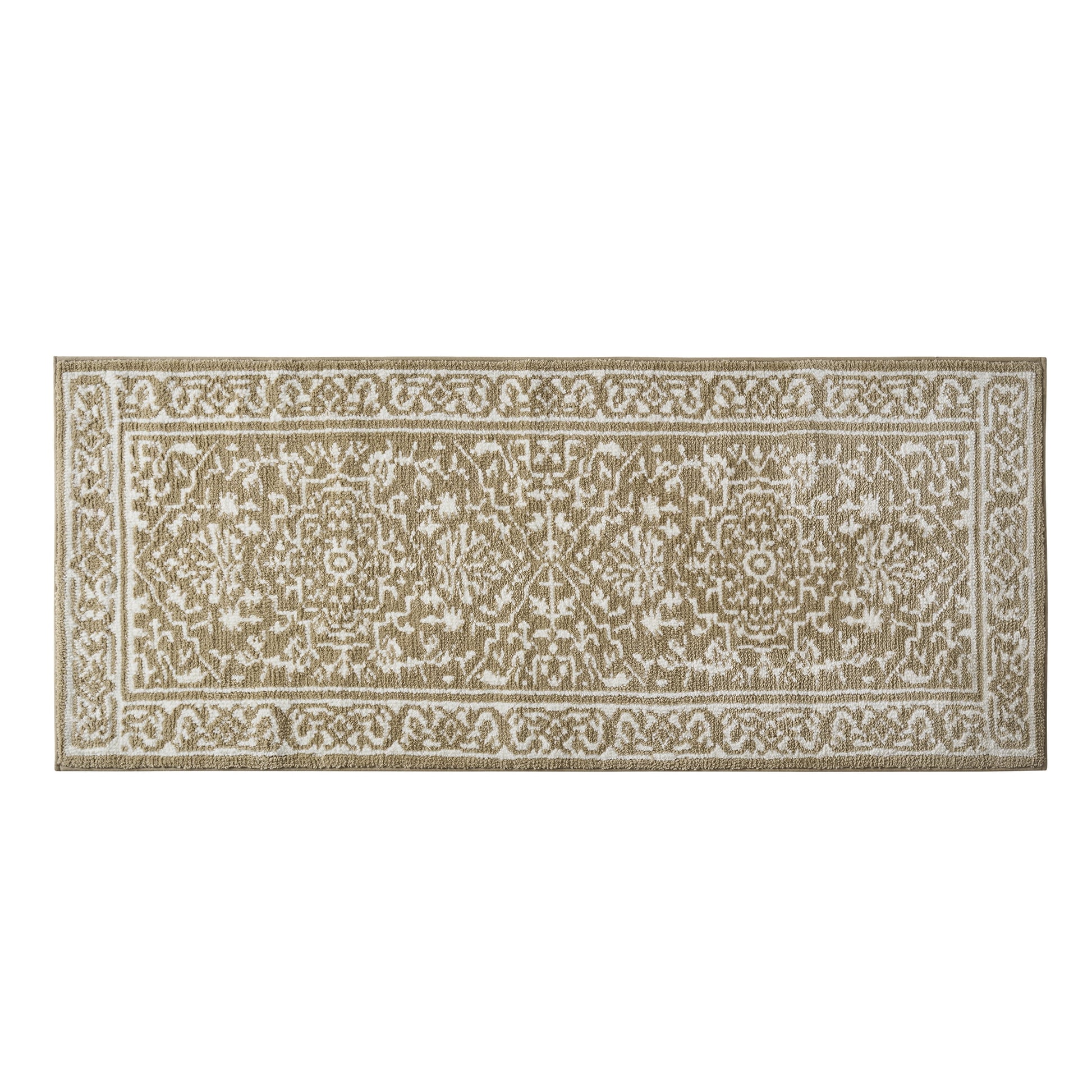 My Texas House Lacey Taupe Medallion Knitted Bath Rug Runner, 24" x 60"