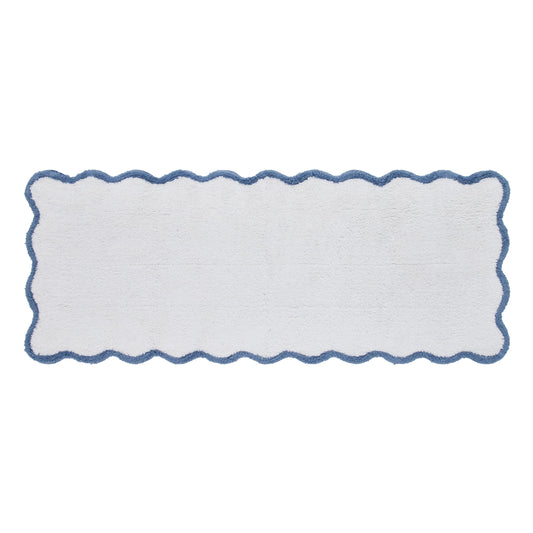 My Texas House Whitney Blue Scallop Cotton Bath Rug Runner, 24" x 60"
