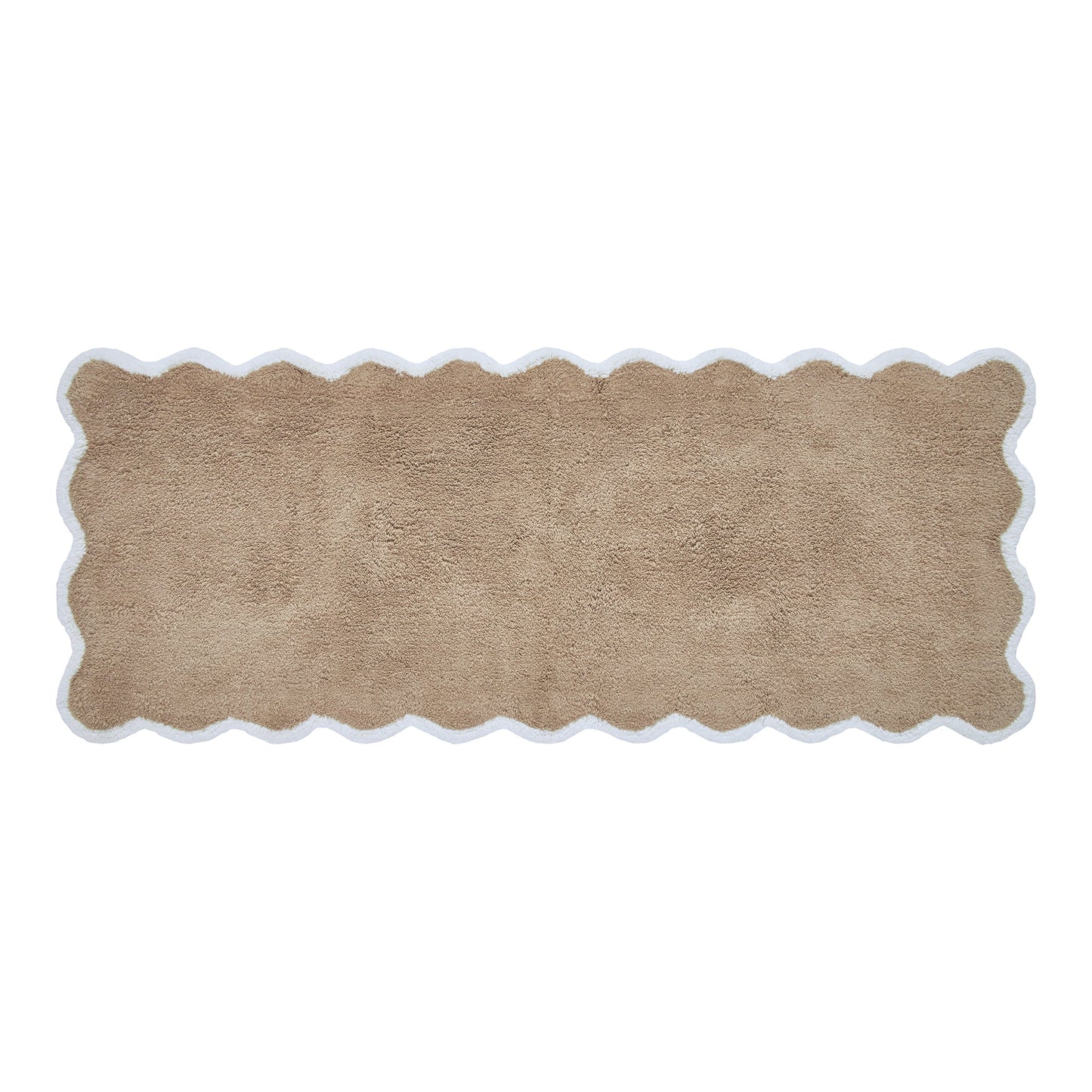 My Texas House Whitney Taupe Scallop Cotton Bath Rug Runner, 24" x 60"