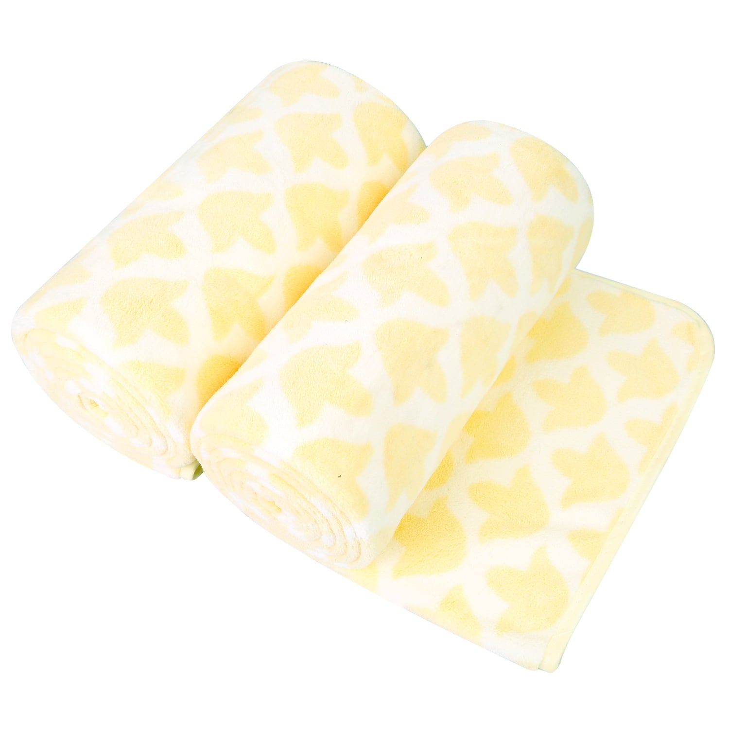 NC 2 Piece Bath Towel Set, Plaid Pattern Microfiber Soft Fast Drying Towels, Yellow