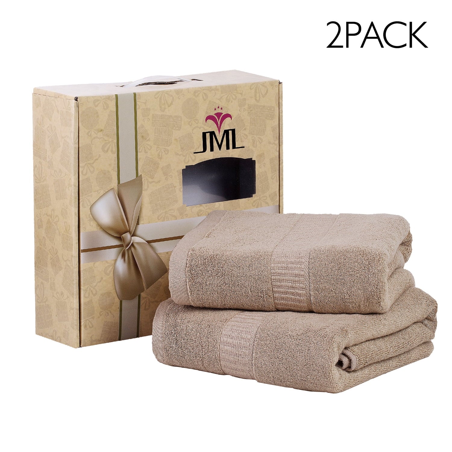 NC Cotton Blend Bath Towels 2 Pack, Soft Absorbent Breathable Quick Dry Towels, Tan