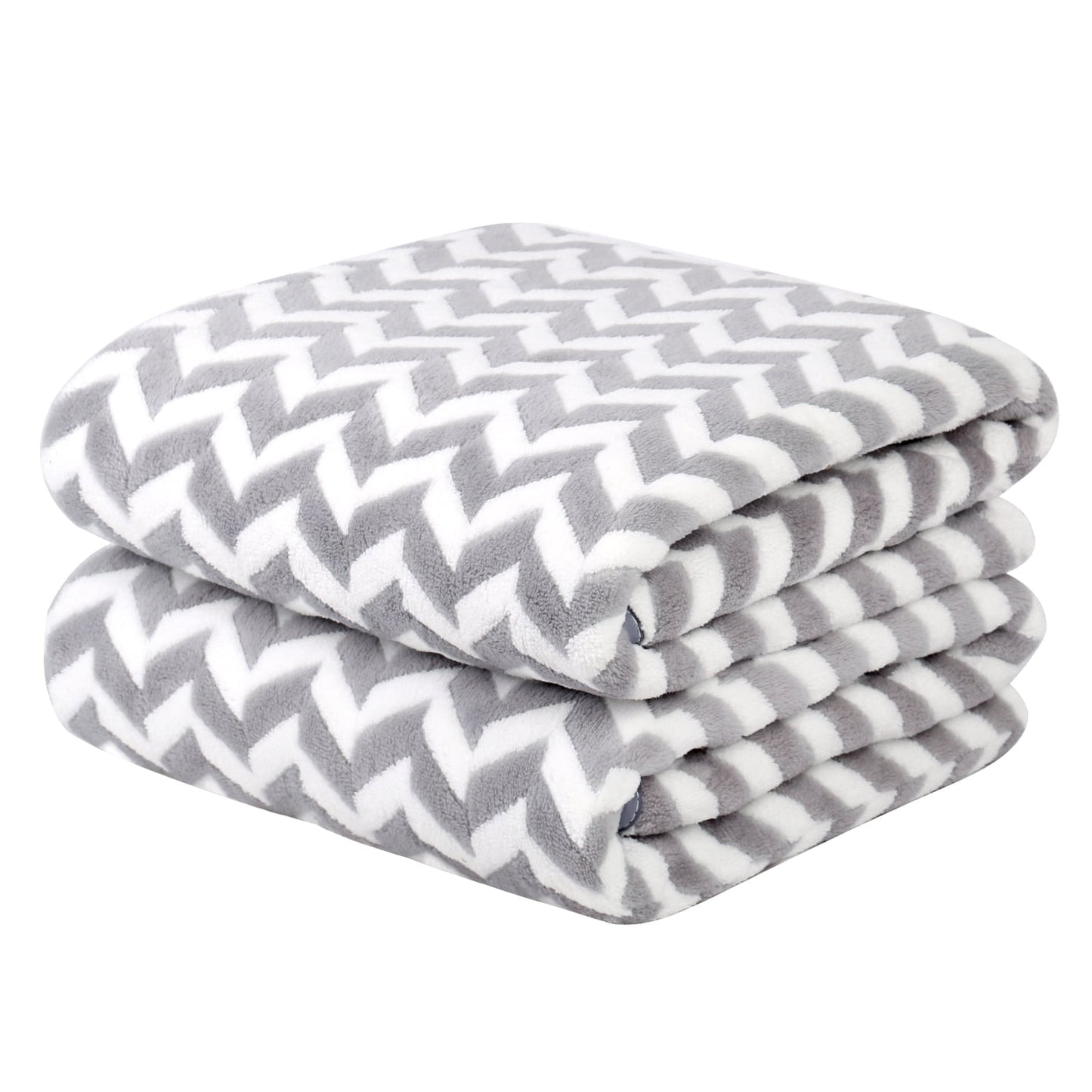 NC Fashion 2 Piece Chevron Microfiber Bath Towel Set, Gray, White, Multi-color