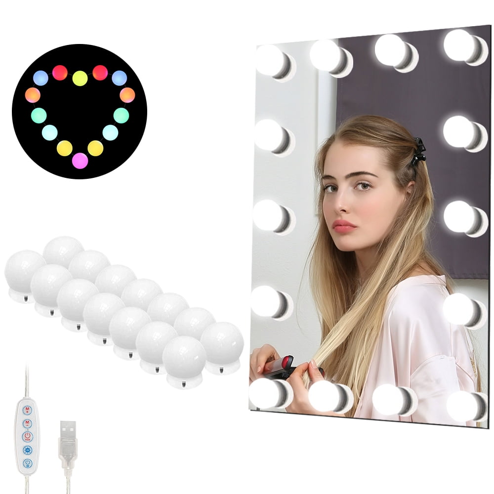 NEX Modern Makeup LED Vanity Mirror String Lights - 14 Bulbs