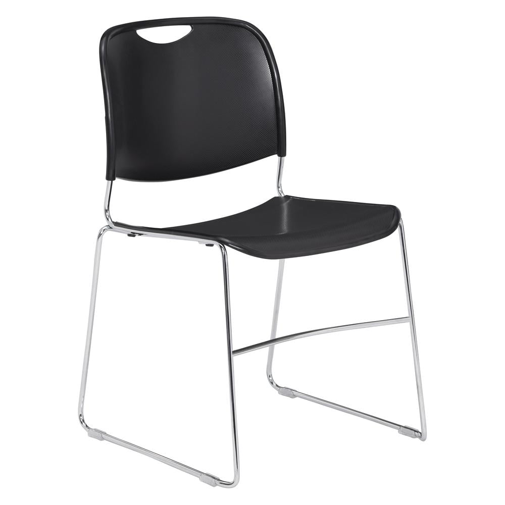 NPSÂ® 8500 Series Ultra-Compact Plastic Stack Chair With Metal Rod Frame, Black