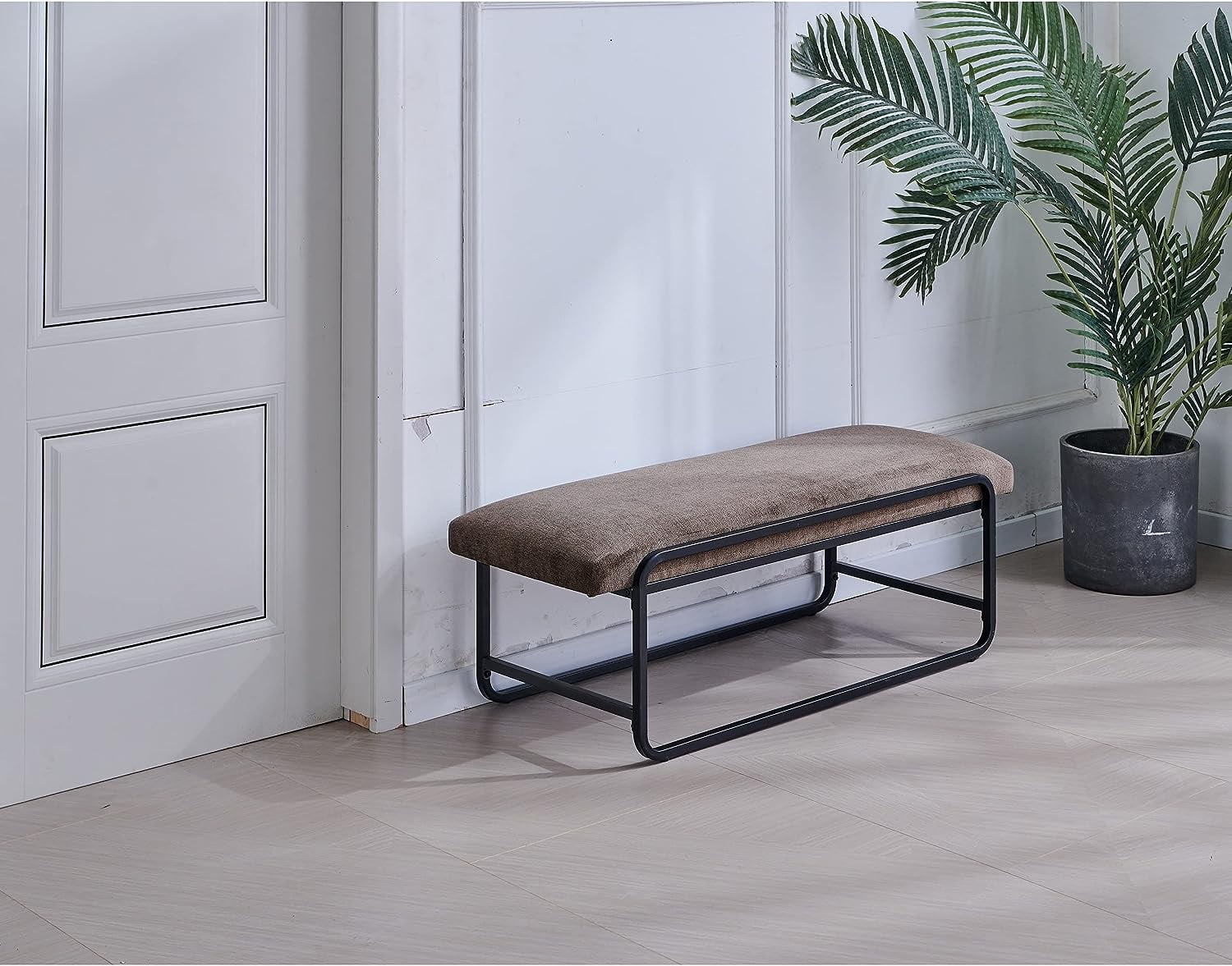 Nathaniel Home Upholstered Bedroom Benches, 60 inch Kids Ottoman Vegan Leather Footrest Stool, Accent Bench for Entryway Bedroom End of Bed, Brown