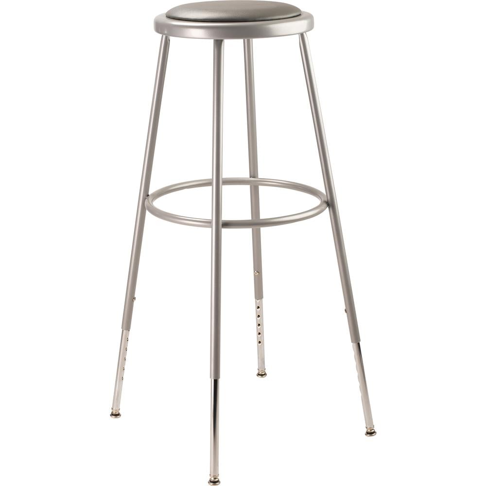 National Public Seating NPSÂ® 32"-39" Height Adjustable Heavy Duty Vinyl Padded Steel Stool, Grey