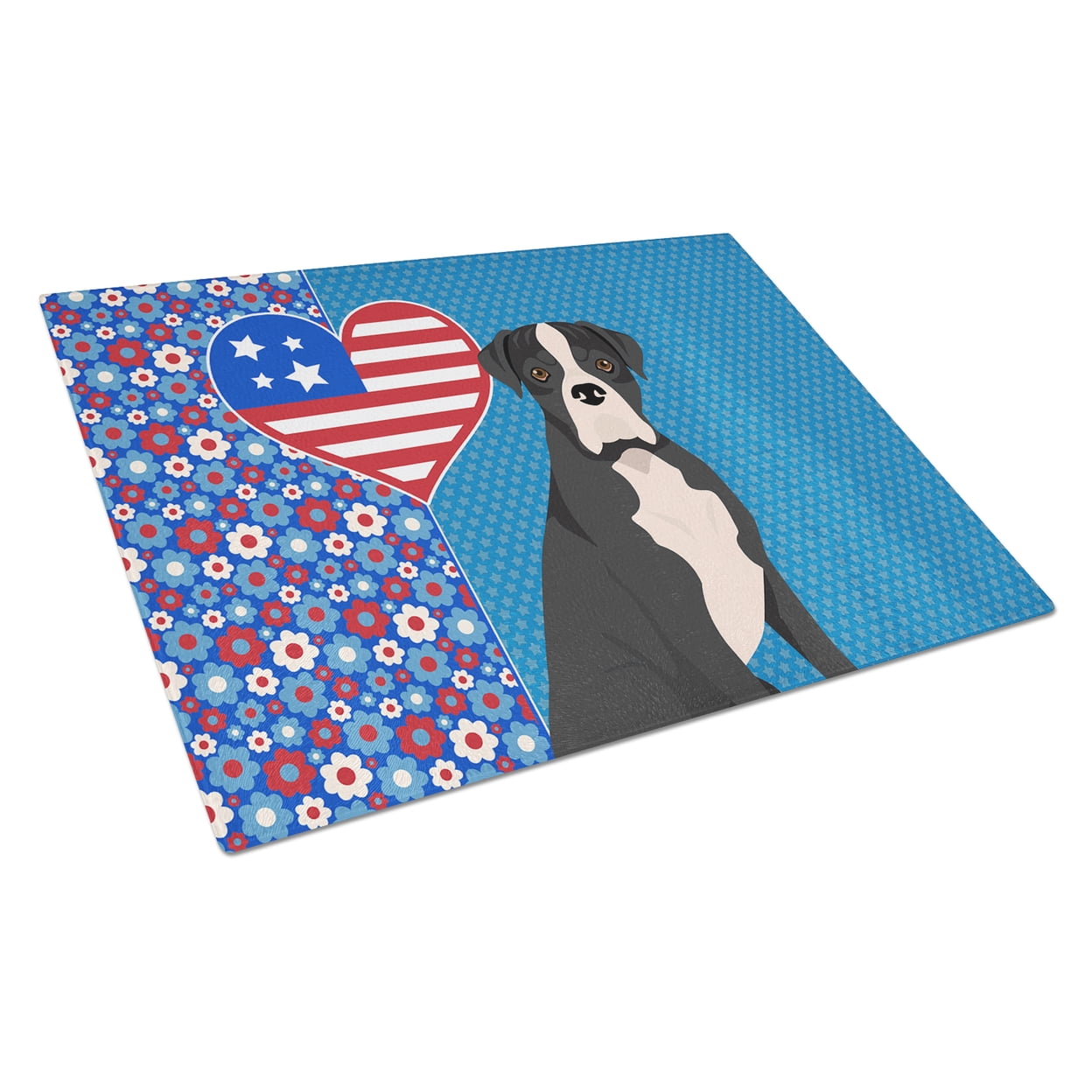 Natural Eared Black Boxer Glass Cutting Board Large 12 in x 15 in