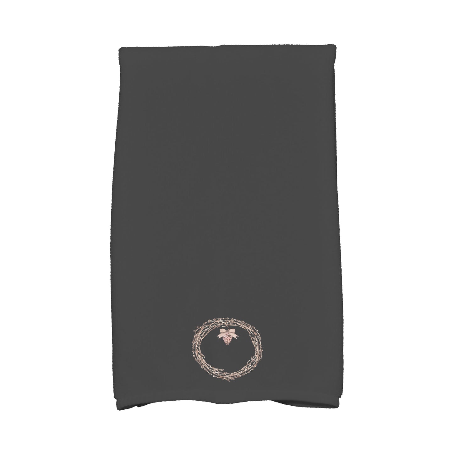 Natural Wreath 16 x 25 Inch Black Holiday Print Kitchen Towel