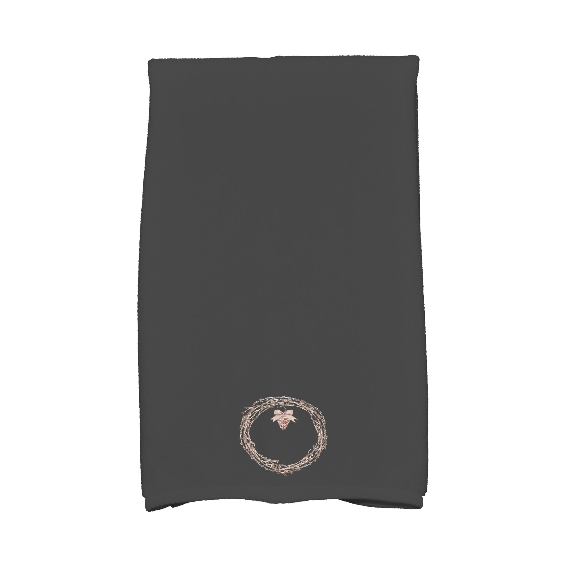 Natural Wreath 16 x 25 Inch Black Holiday Print Kitchen Towel