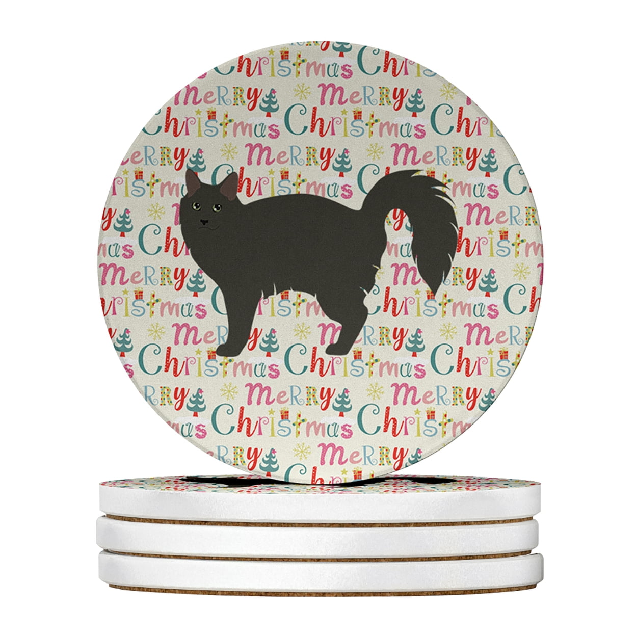 Nebelung #3 Cat Christmas Large Sandstone Coasters Pack of 4 4 in x 4 in