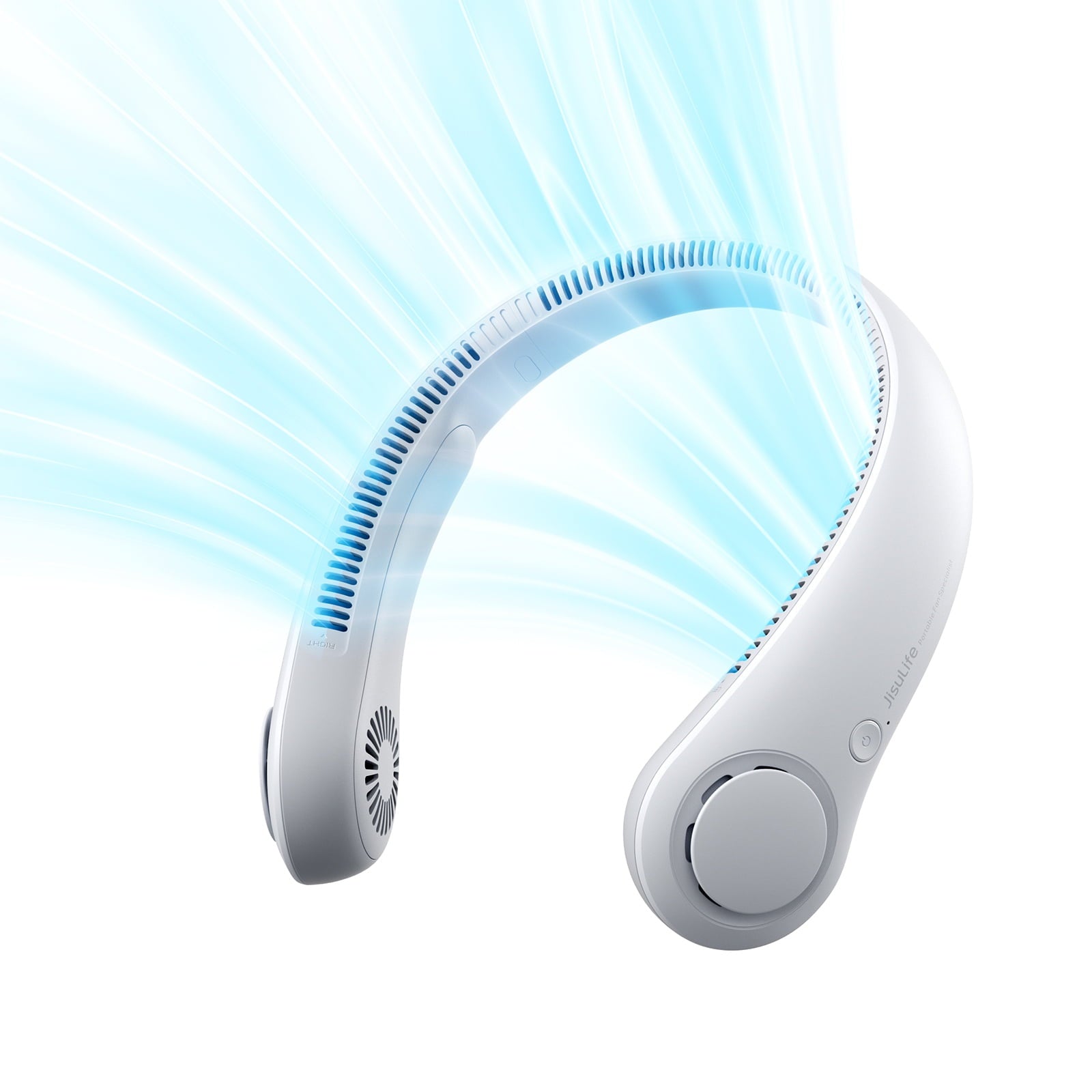 JISULIFE Wearable Neck Fan, 5-Speed, 4000mAh USB Rechargeable, Gray, Life3