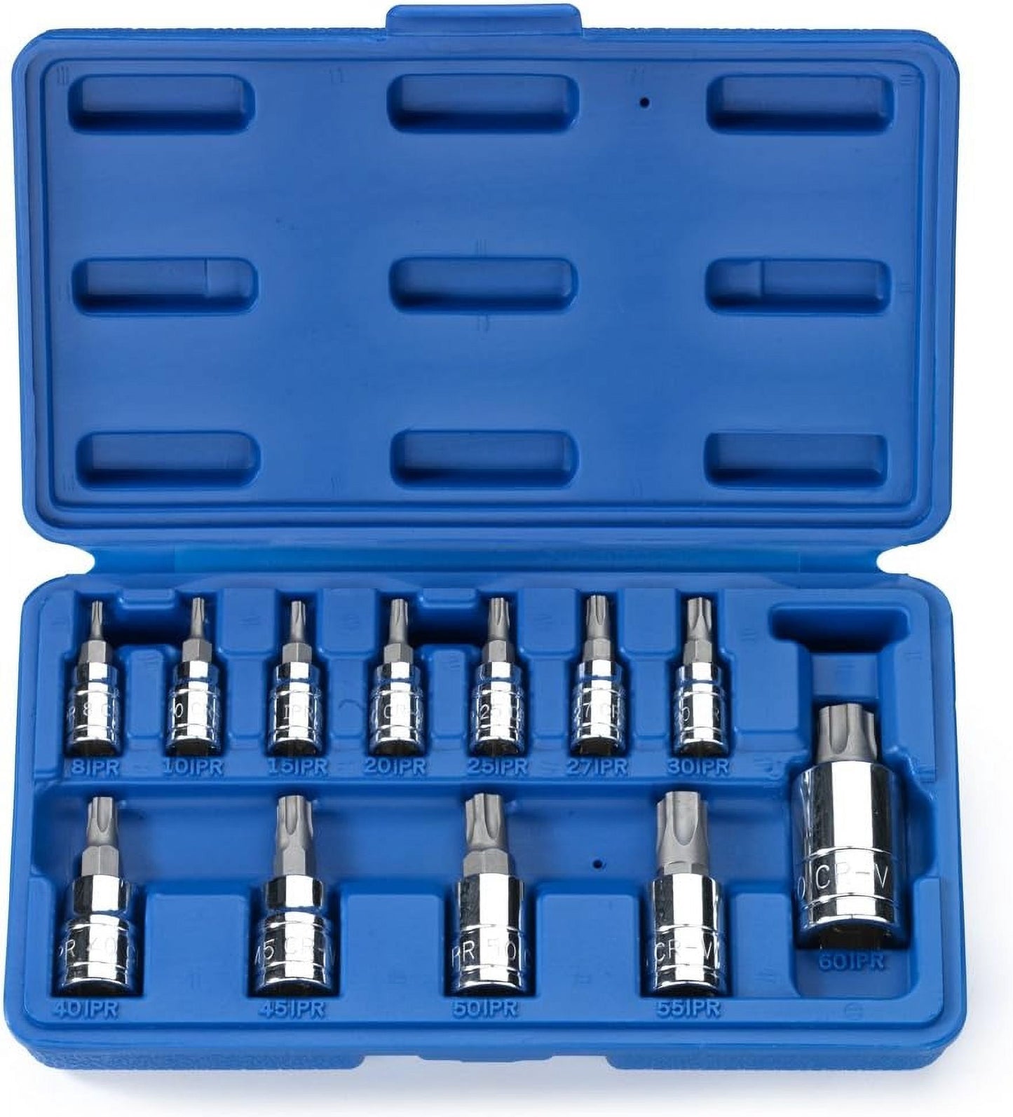 Neiko 10085A Tamperproof Torx Plus Bit Socket Set  12 Piece  8 IPR - 60 IPR  5 Point Star  Cr-V and S2 Steel  High Impact ABS Blow Molded Case