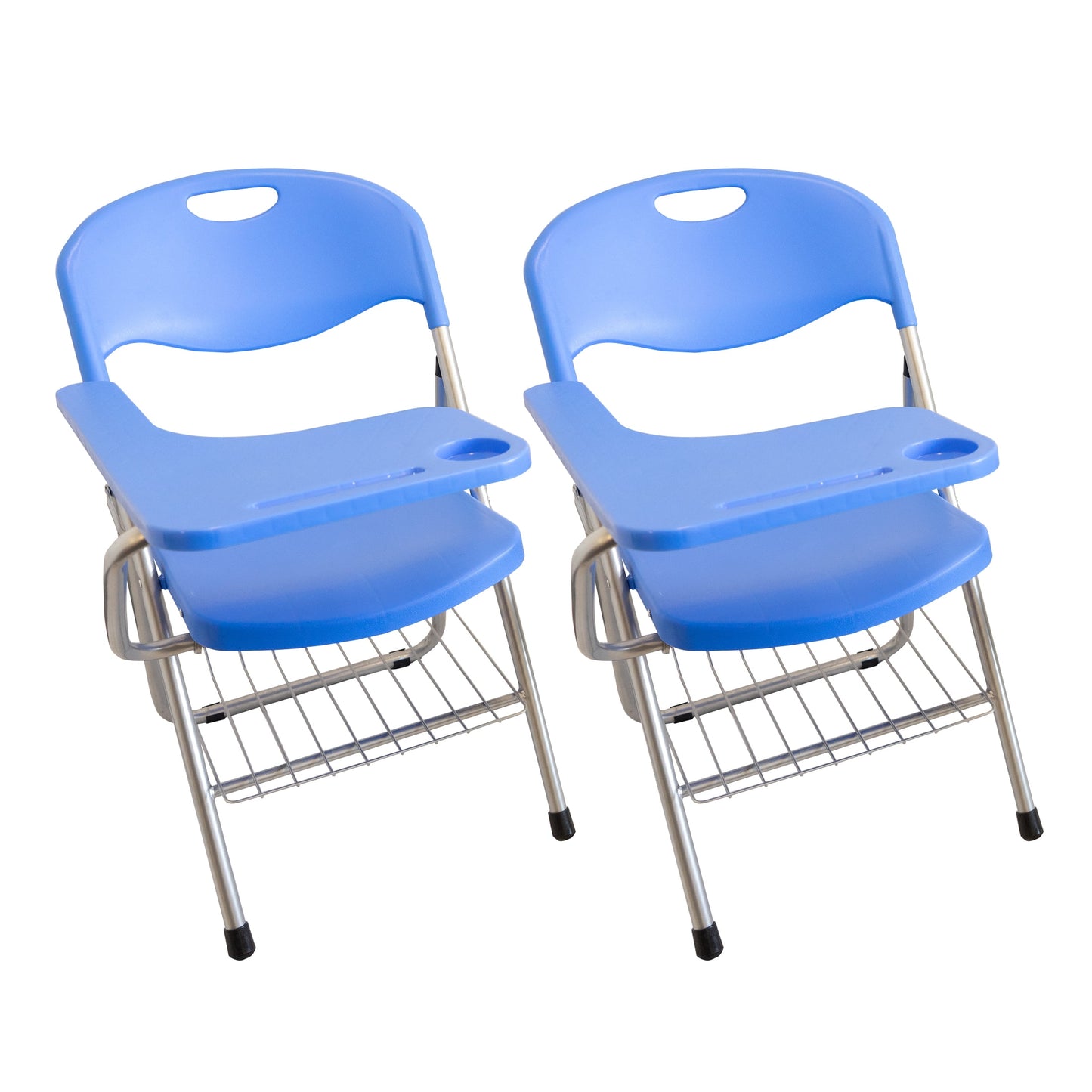 RTC Group Right Hand Pad Tablet Regular Arm Desk Folding Chair, Blue, 2pk