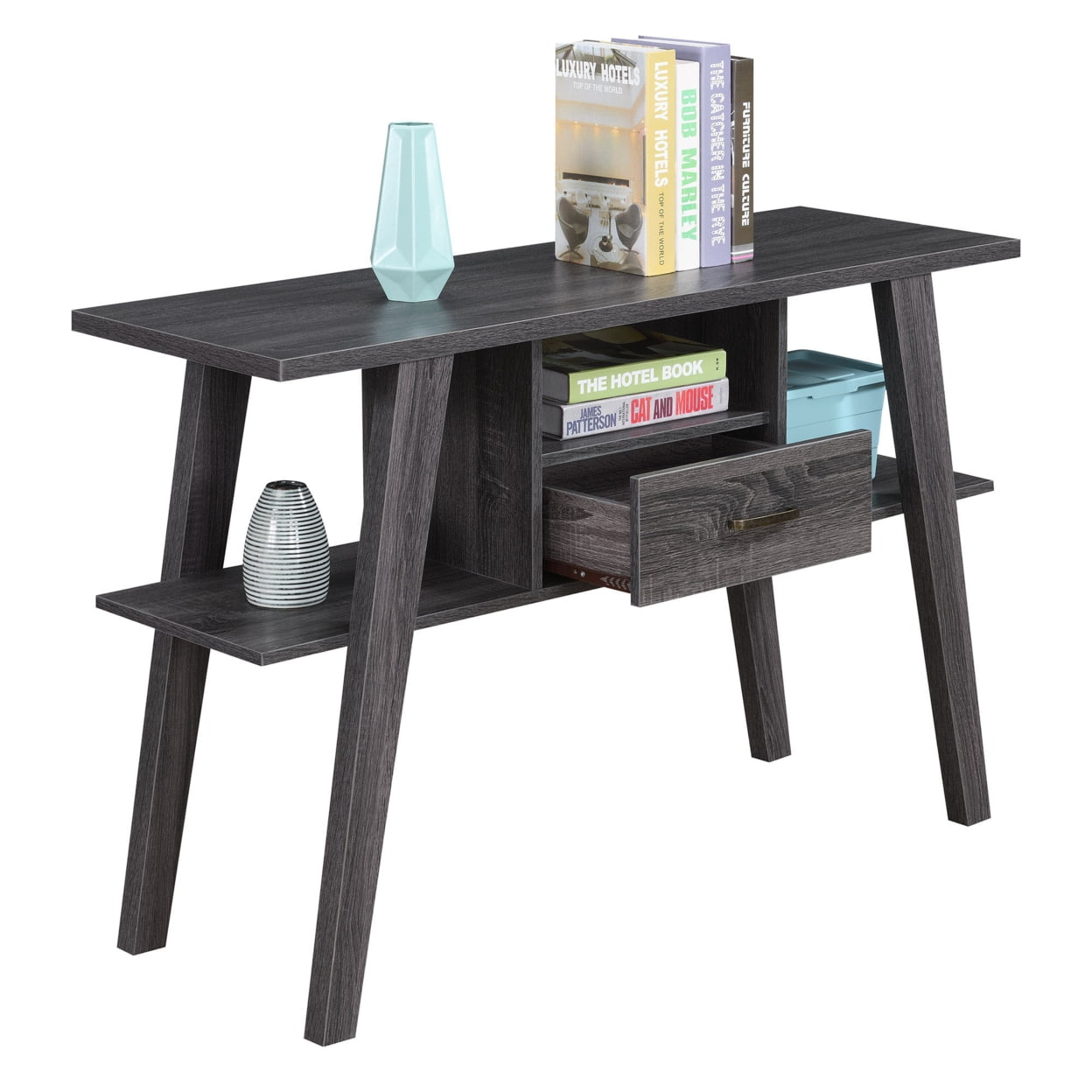 Convenience Concepts Newport Espresso Mike W Wood Console Table with Drawer