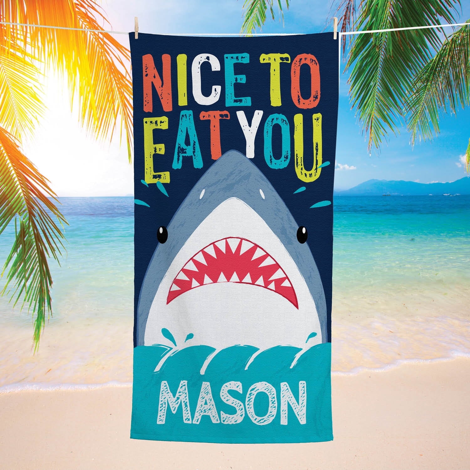 Nice to Eat You Plush Velour Beach Towel