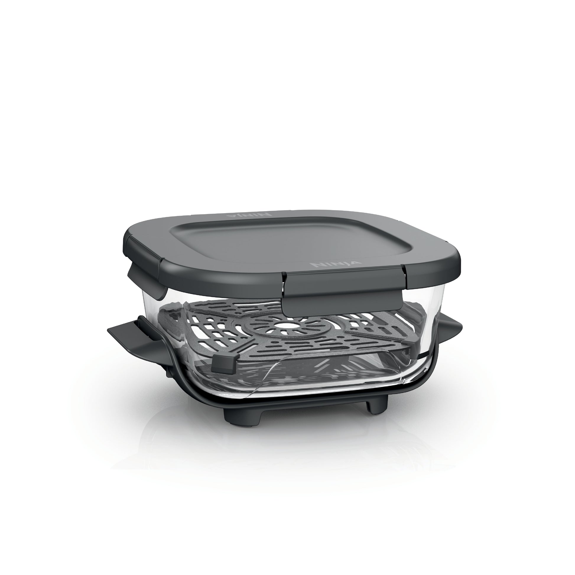 Ninja 6 Cup CleanCrisp Glass Container, Compatible with Ninja Crispi Portable Cooking System, Microwave, Freezer and Dishwasher Safe, Glass Cooking Surface, with Storage Lid