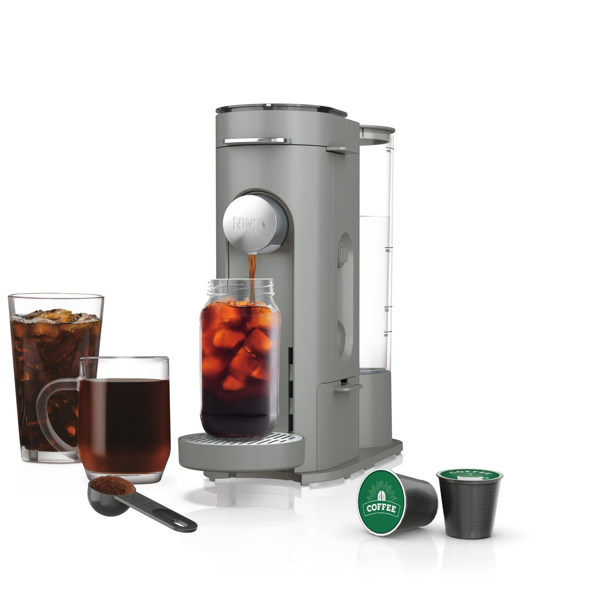 Ninja Pods & Grounds Hot & Iced Single-Serve Coffee Maker, K-Cup Pod Compatible, Rapid Cold Brew, PB045LG, Gray