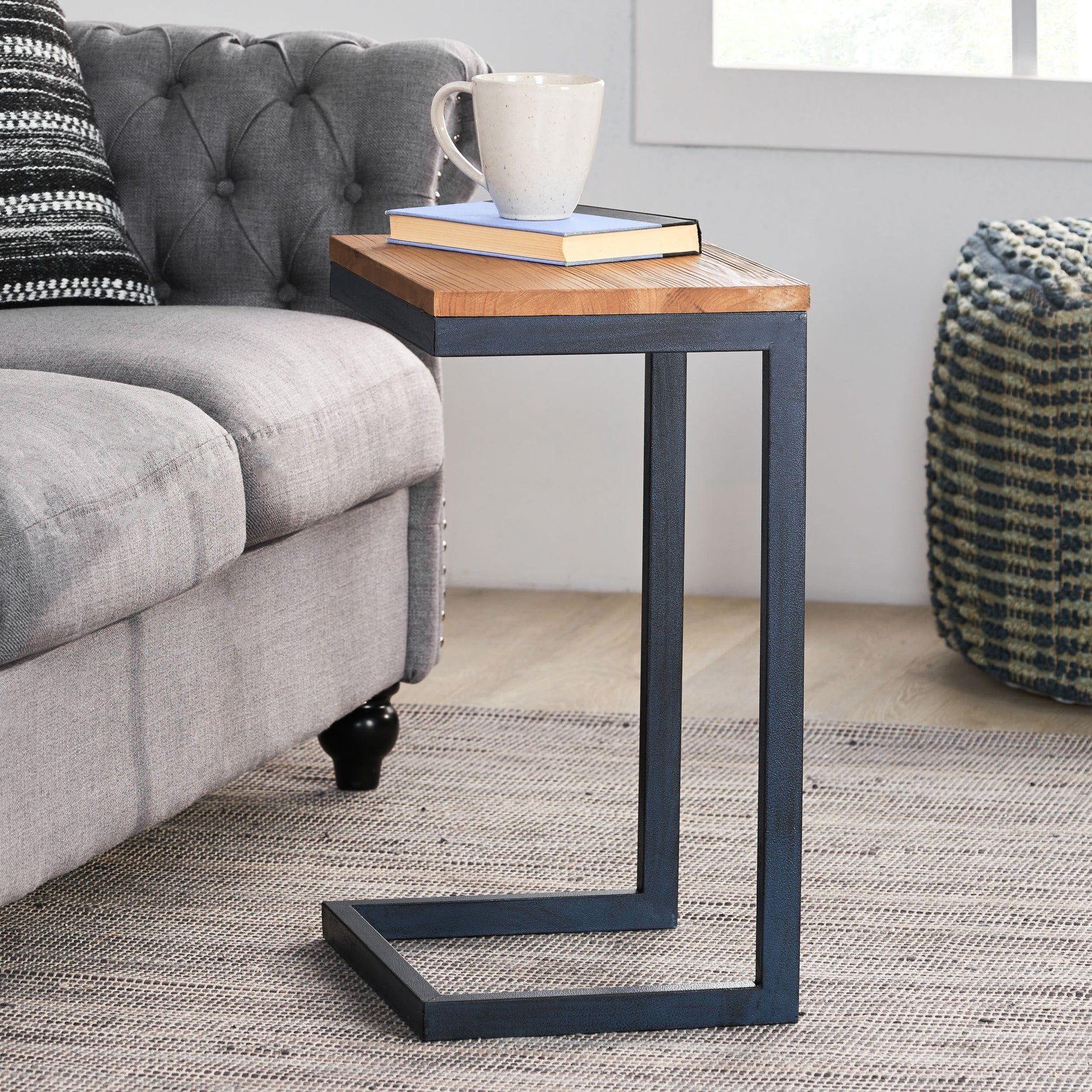 Noble House Arden Side Table, Brown/Blue