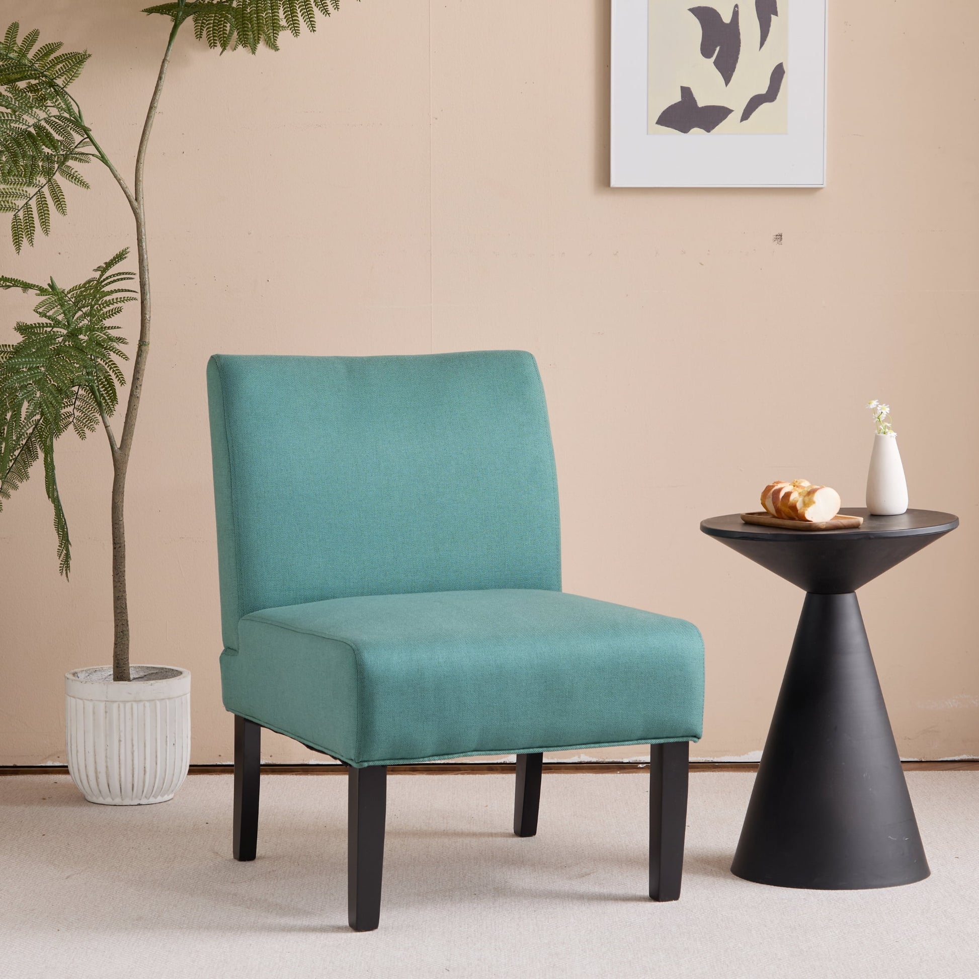 Noble House Kacey Silla Pantufla de Tela Verde Azulado Oscuro, Azul