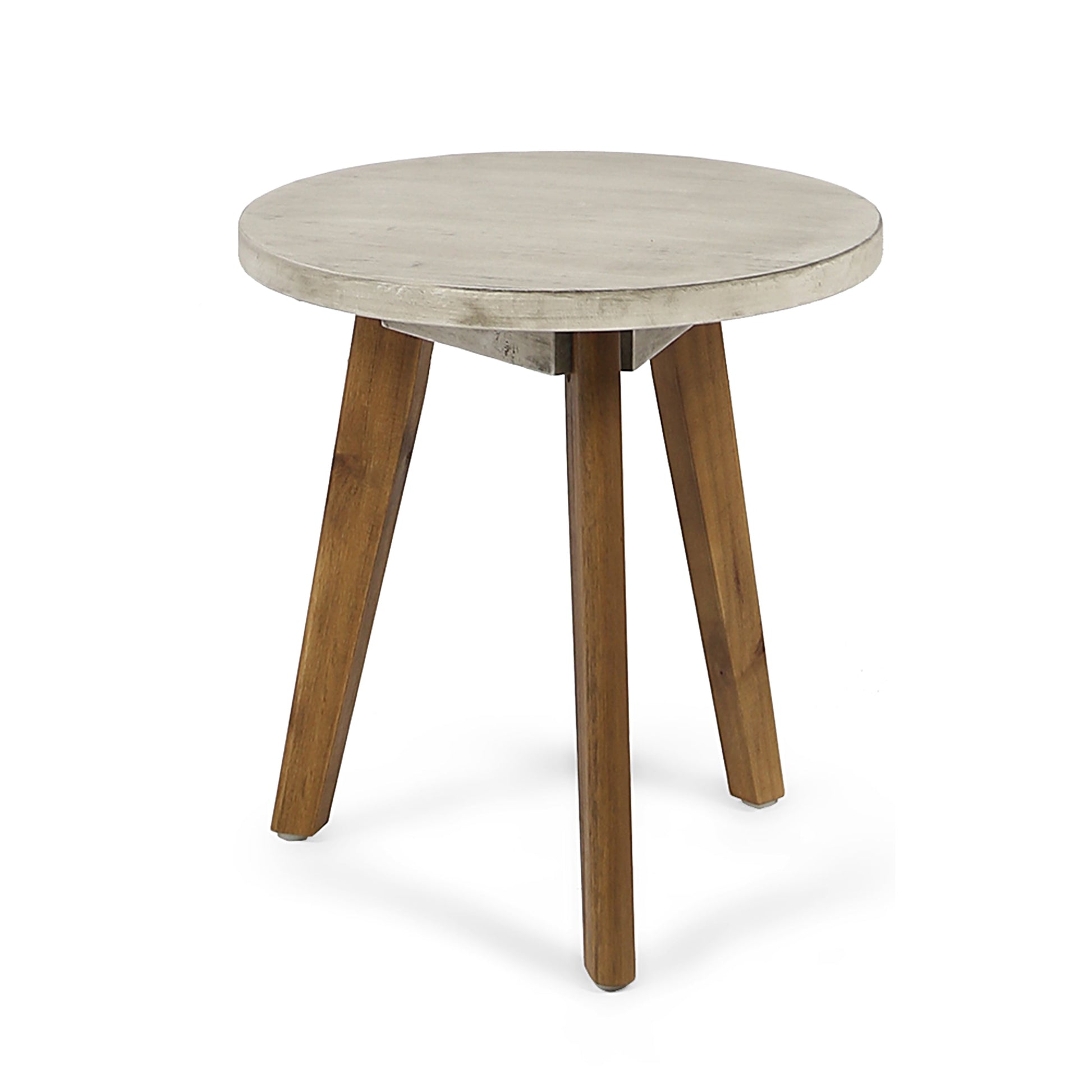 Noble House Marina Farmhouse Indoor Acacia Wood Side Table in Light Gray