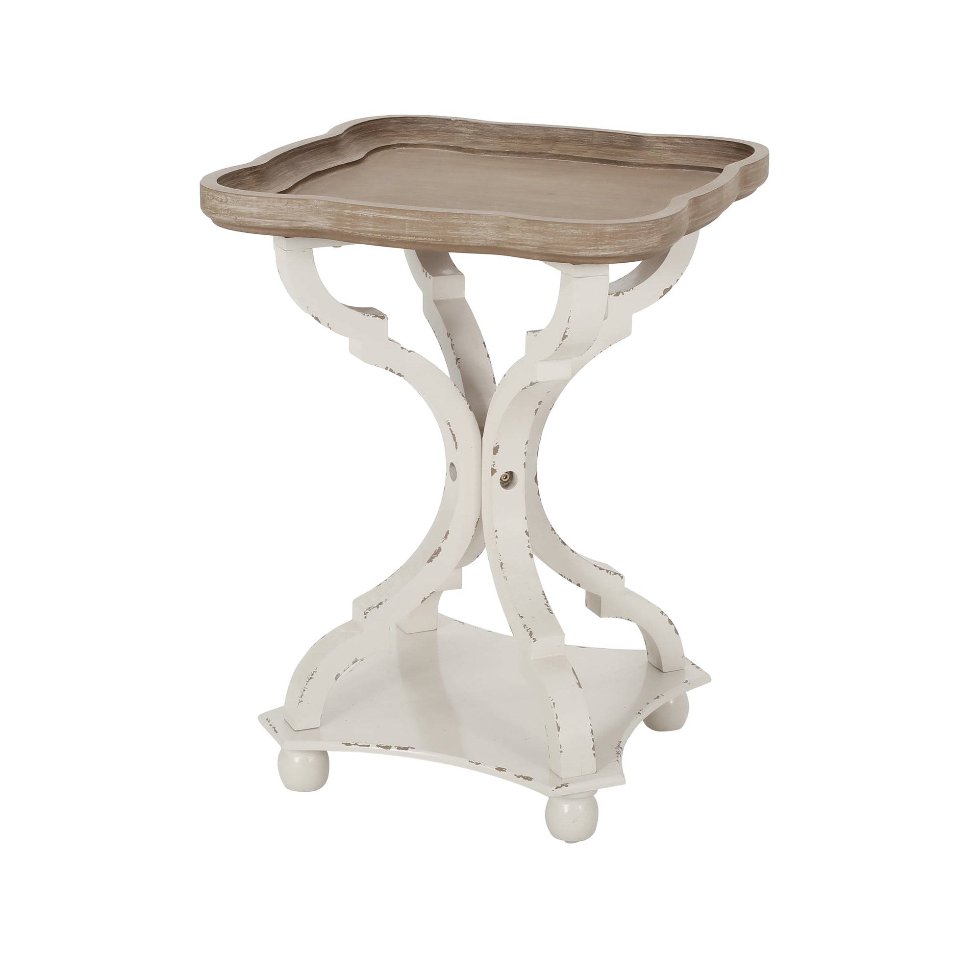 Noble House Noble House Leviathan MDF Accent Table, Distressed White, Natural