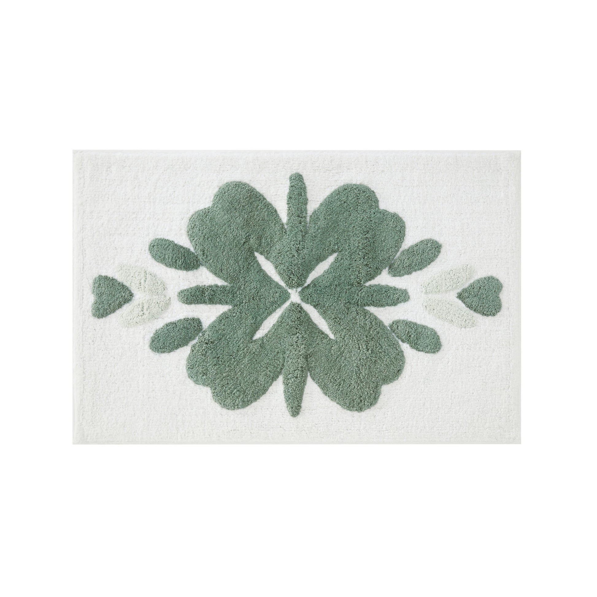 Noble Linens Floral Pattern Cotton Bath Mat, 34 in x 21 in, Flower Sage