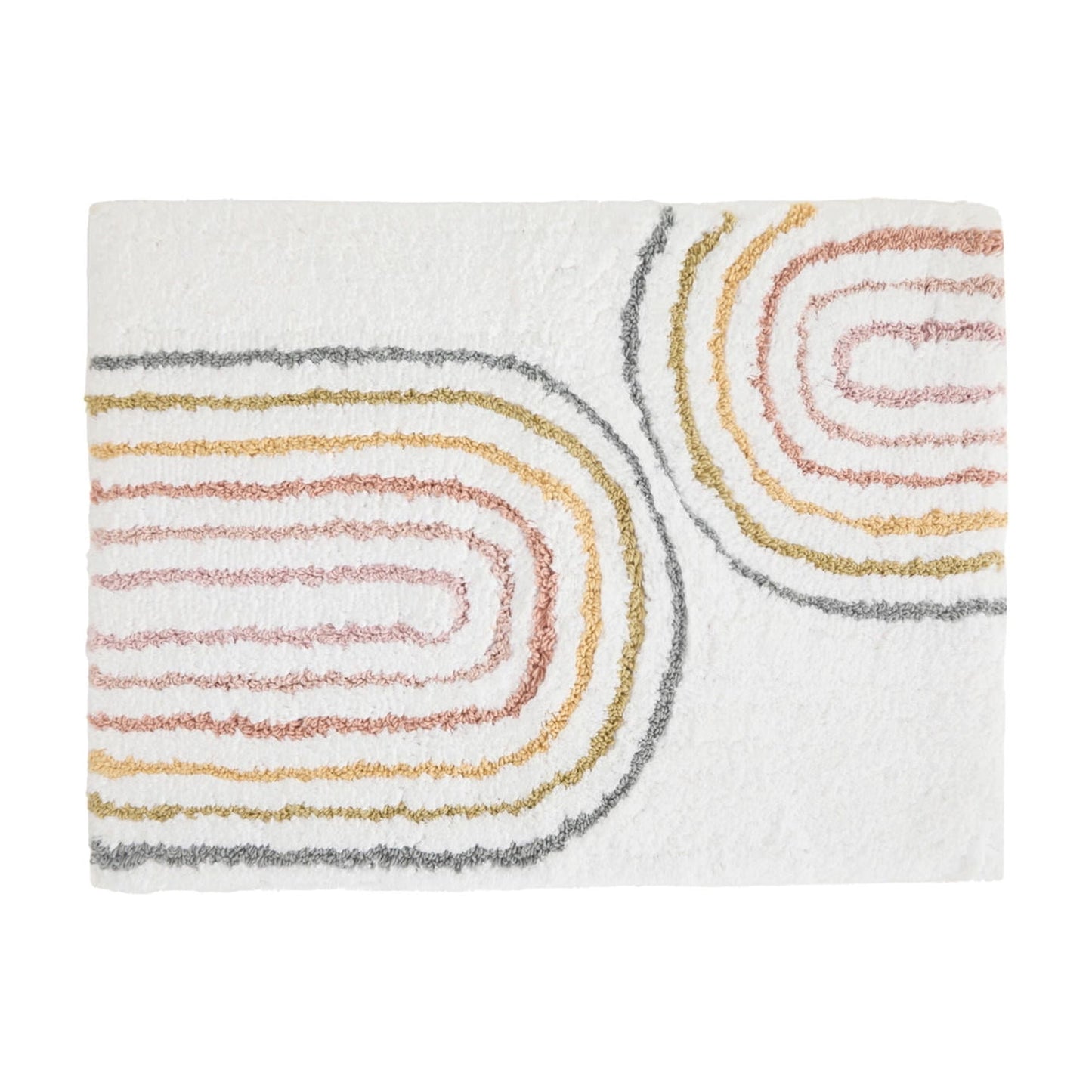 Noble Linens Modern Pattern Cotton Bath Mat, 24 in x 17 in, Rainbow White