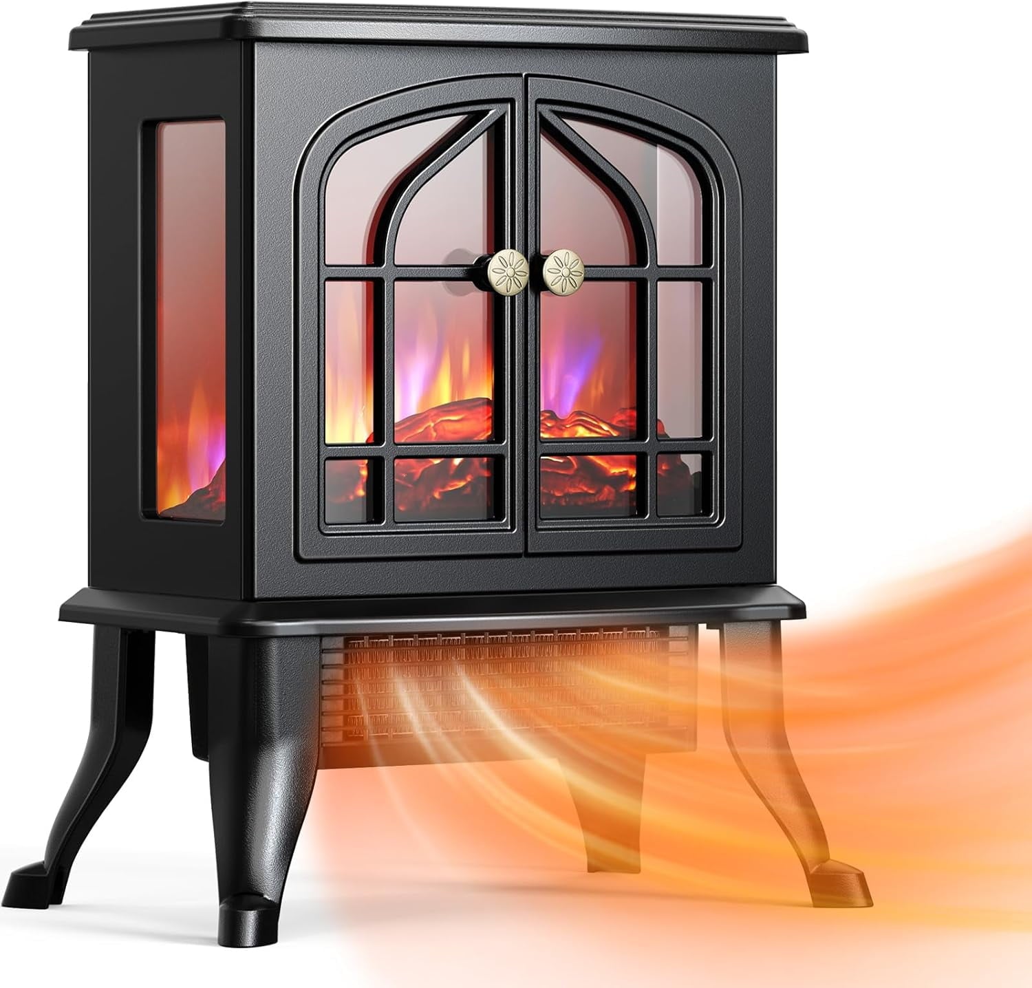 Nordic Hygge 1500-Watt Electric Fireplace Space Heater with 3s Fast Heating, 3D Flame Effect, Overheat Protection