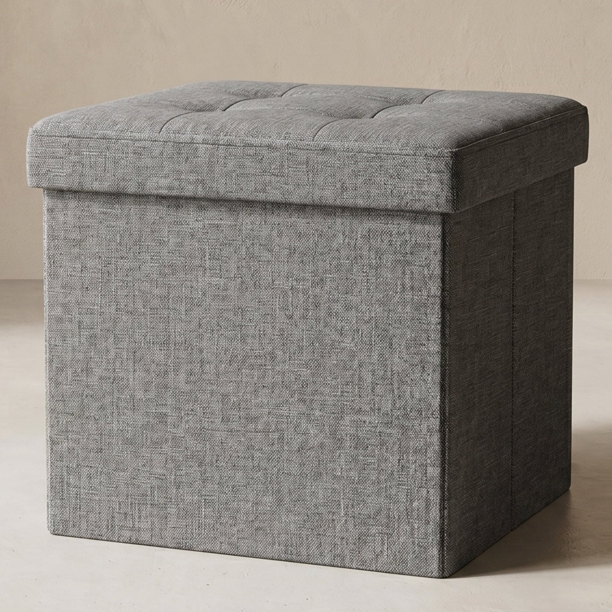 Nordic Hygge Folding Storage Ottoman, Dark Gray