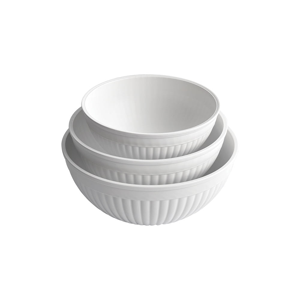 Nordic Ware 3 Piece Prep & Serve Mixing Bowl Set, White