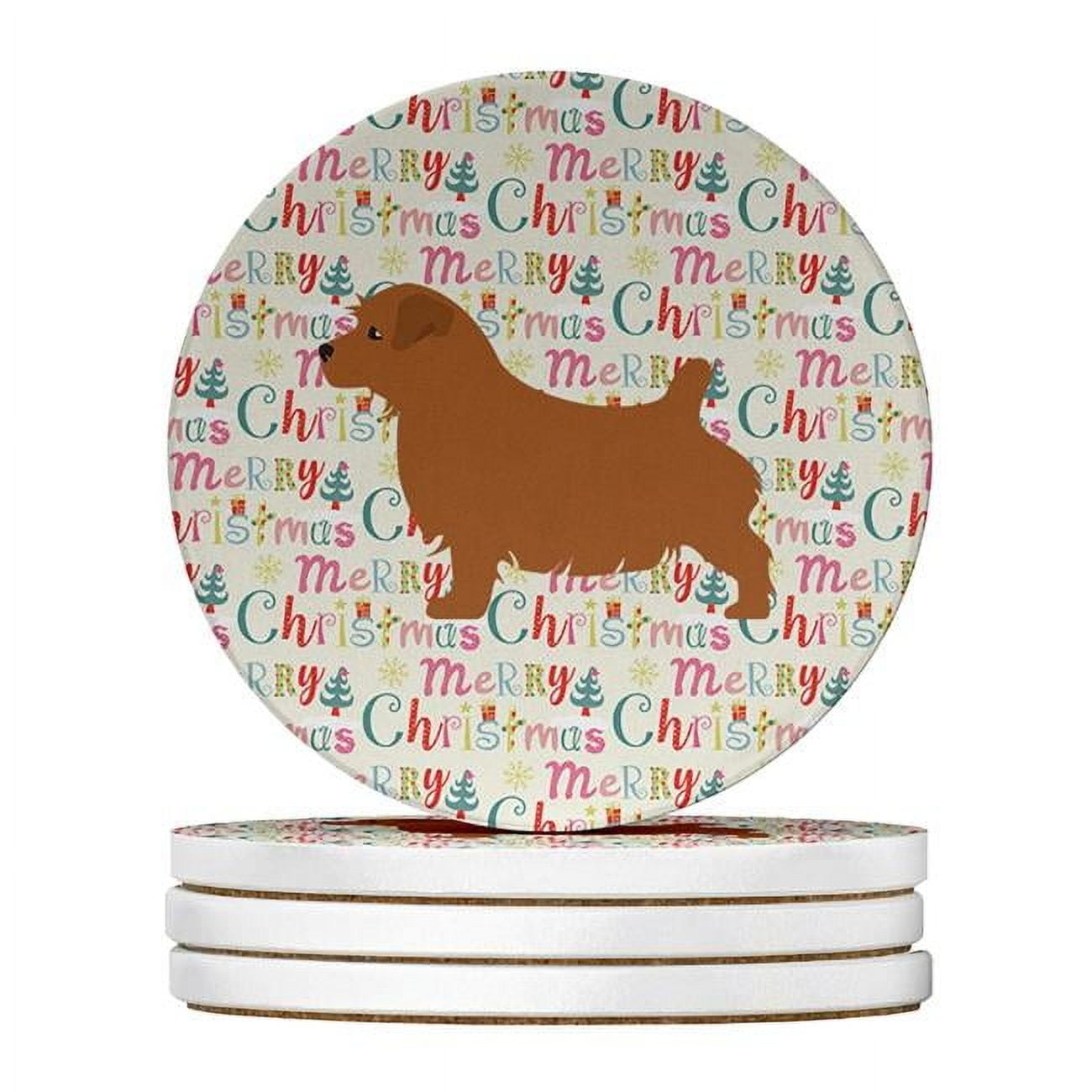 Norfolk Terrier Merry Christmas Large Sandstone Coasters Pack of 4 4 in x 4 in