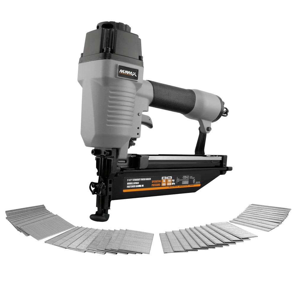 NuMax Pneumatic 16-Gauge 2-1/2 in. Straight Finish Nailer with Sample Nails