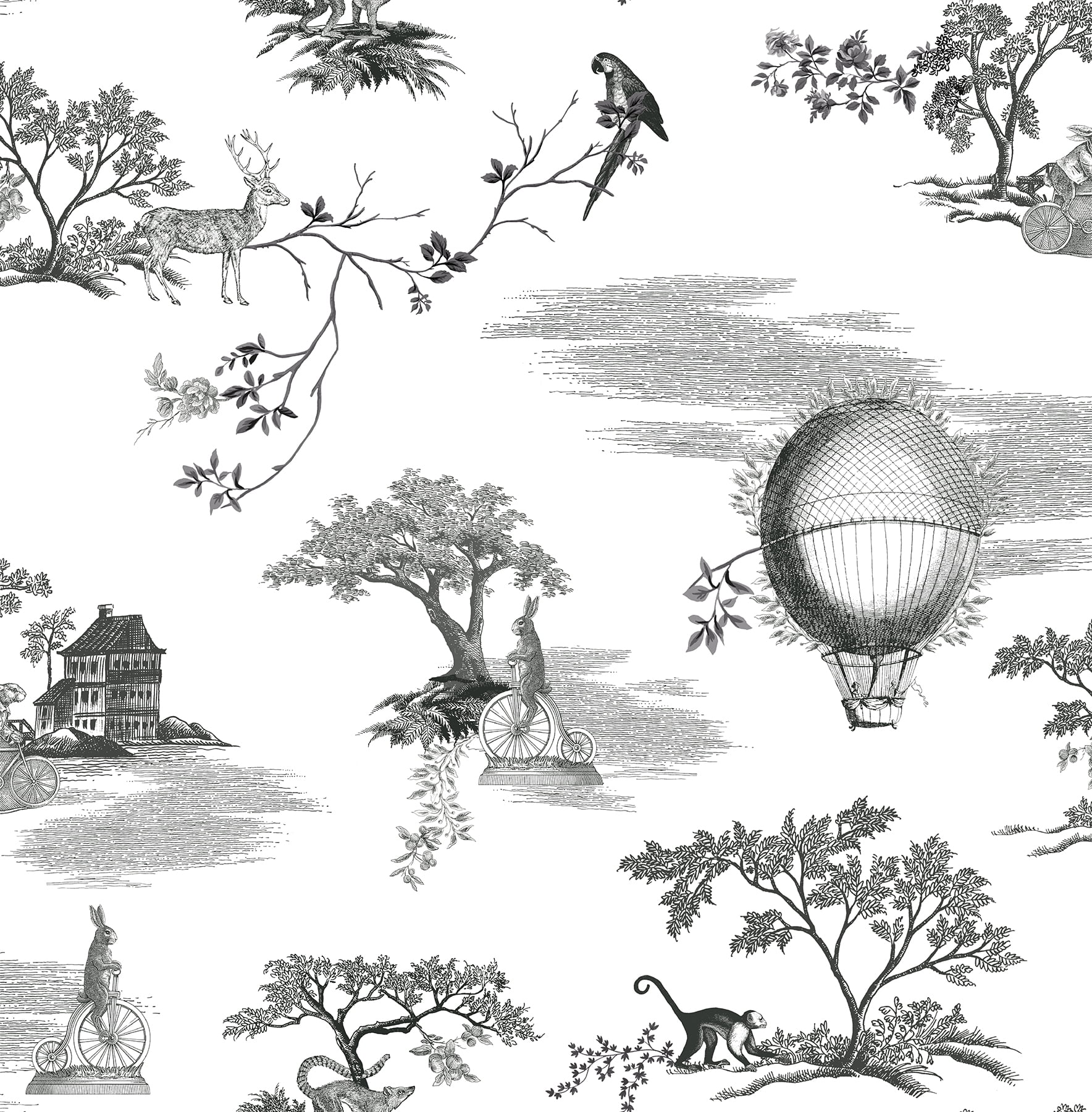 NuWallpaper Whimsy Black Fairytale Toille Novelty Peel & Stick Wallpaper