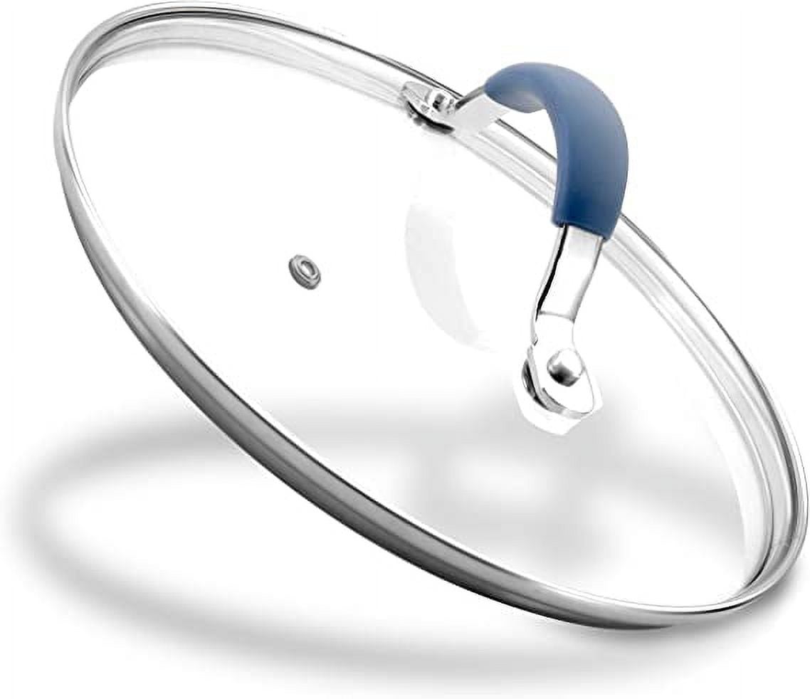 NutriChef Cooking Pot Lid - Fits 7.9'' Pot - See-Through Tempered Glass Lid Works with Models: NCCW11BL & NCCW11BD