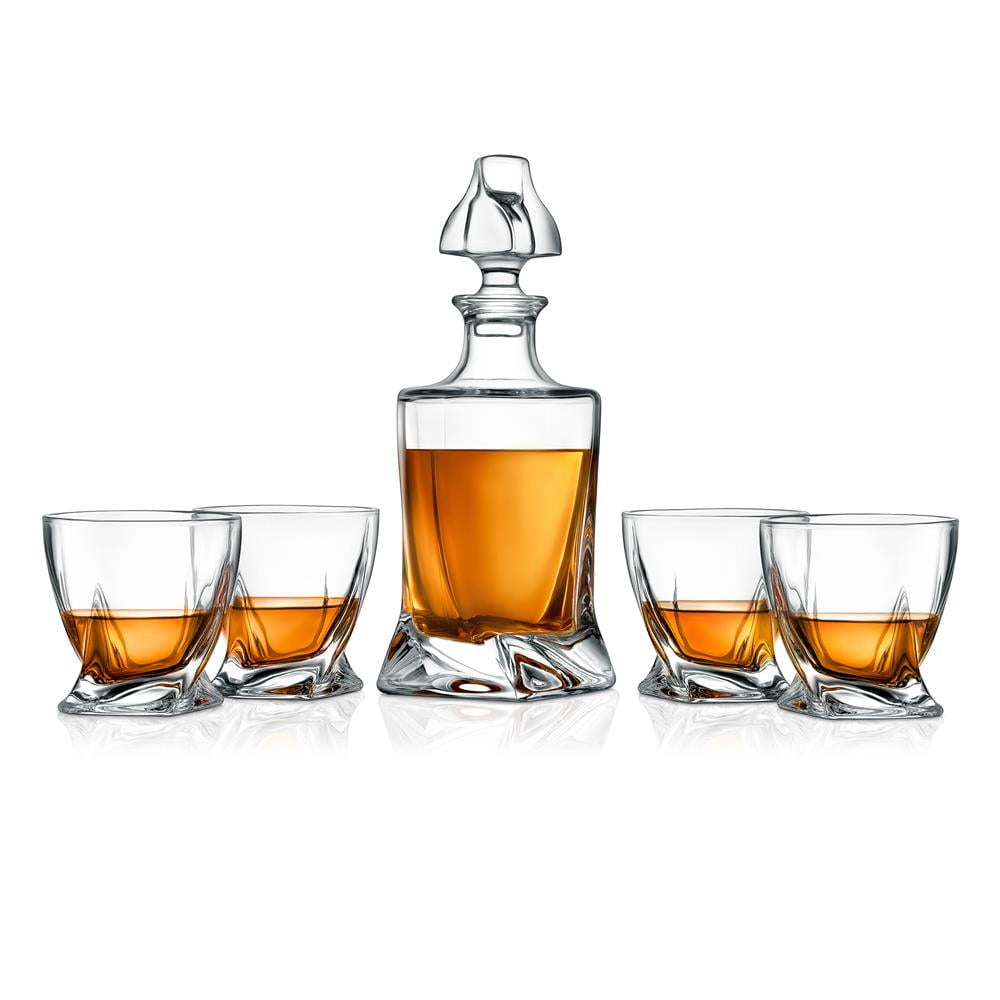 NutriChef Home Bar Whiskey Decanter, Whiskey Glass Decanter Aerator Set W/ Four 750ml Whiskey Glass