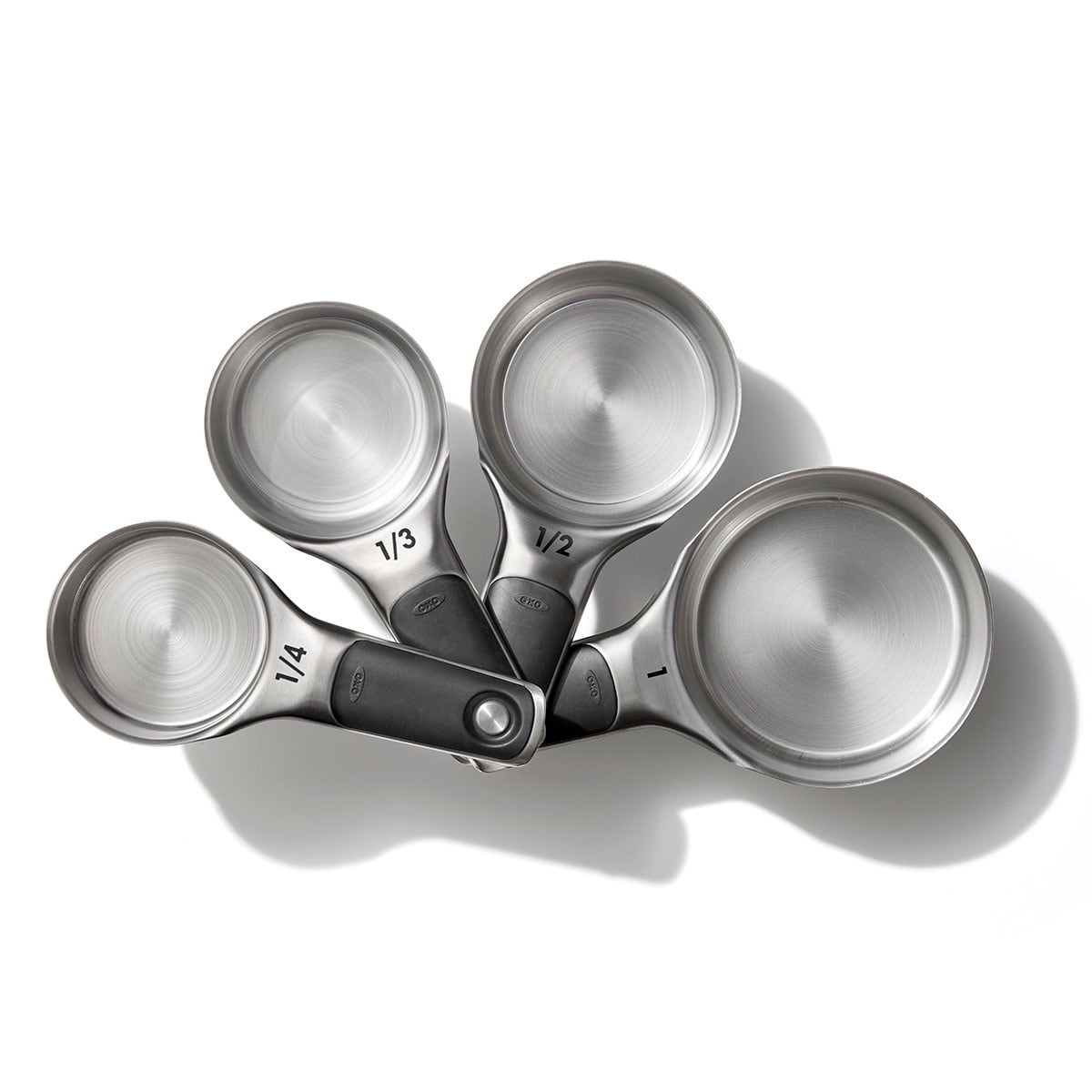 OXO SoftWorks 4-Piece Stainless Steel Measuring Cups Set with Magnetic Handles and Etched Measurements