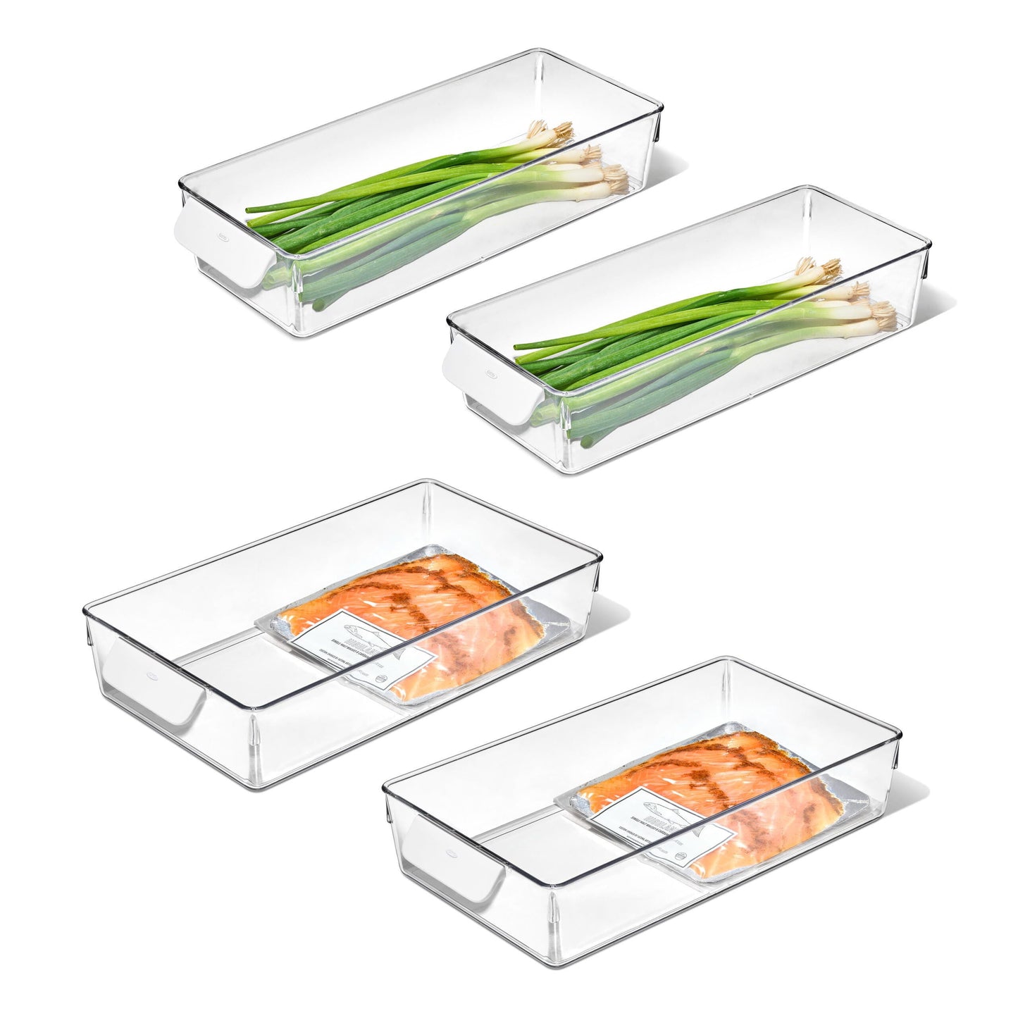 OXO Refrigerator Organizer Container 4-Piece Set with Handles, Clear