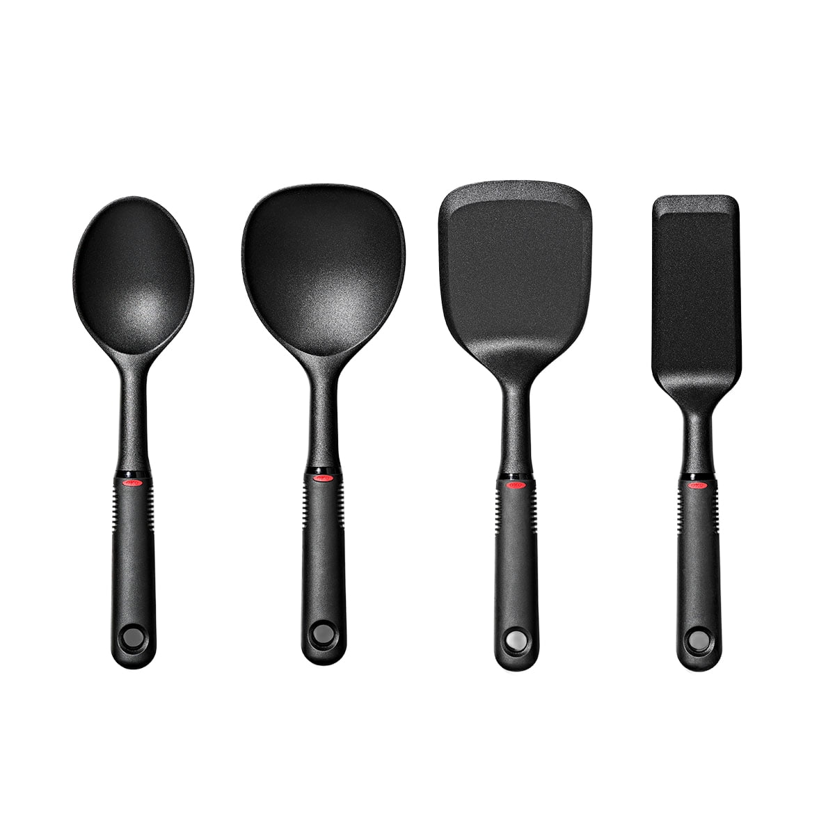 OXO SoftWorks 4-Piece Nylon Mini Utensil Set, Black â€“ Turner, Spoon, Rice Paddle & Server