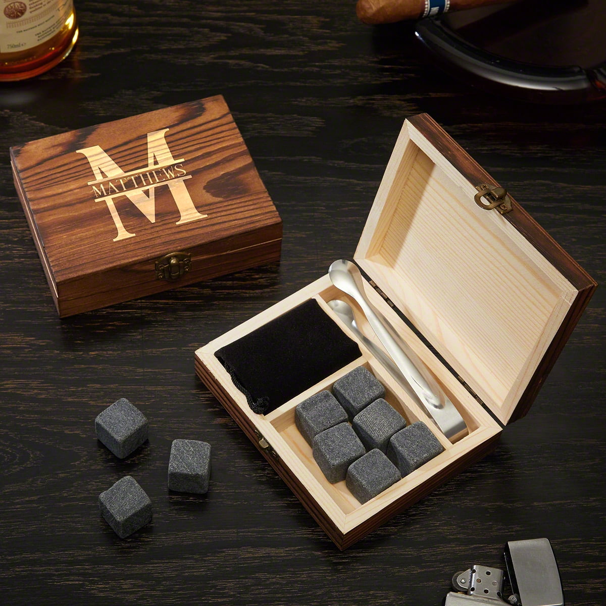 Oakmont Custom Engraved Whiskey Stones Set