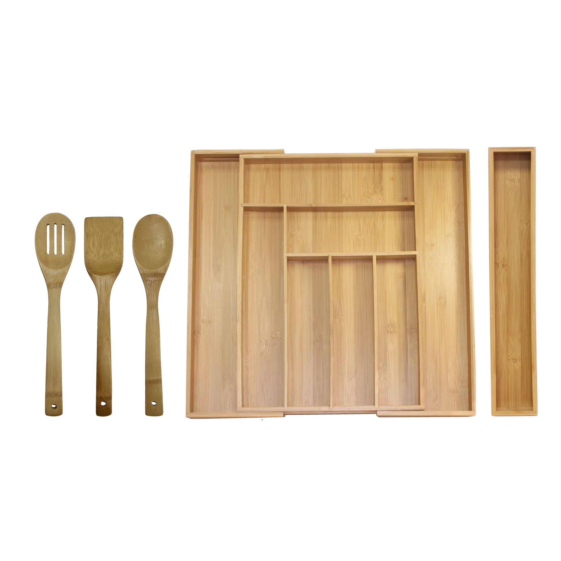 Oceanstar 5 Piece Bamboo Expandable Drawer Utensil Organizer Set, 18 L x 12.75 W x 2 H inches, Natural Color