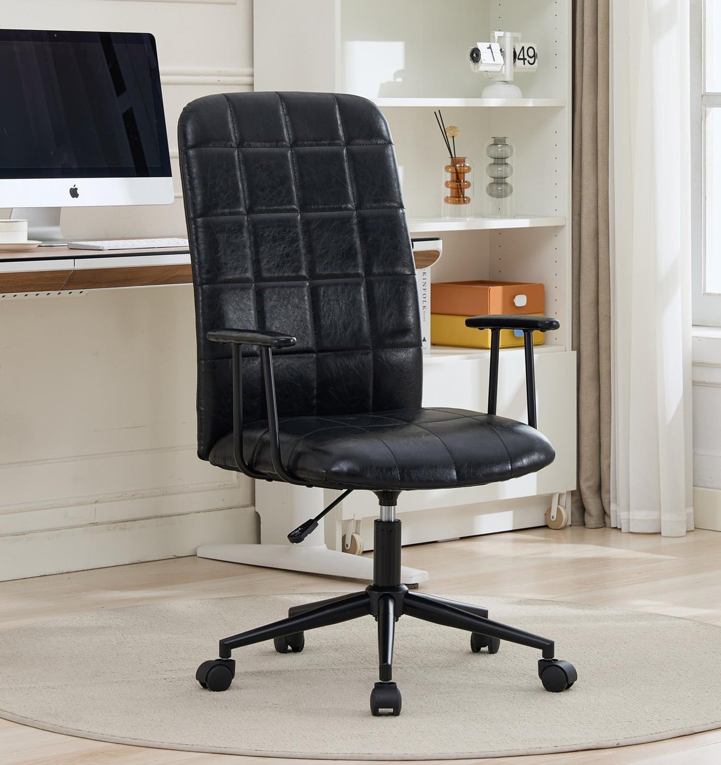 Office Chair, Swivel Chair, Executive Desk Chair with High Backrest, 360 Degree Rotation, Adjustable Gas Lift and 5-Star Base, for Home Office, Black PU Leather