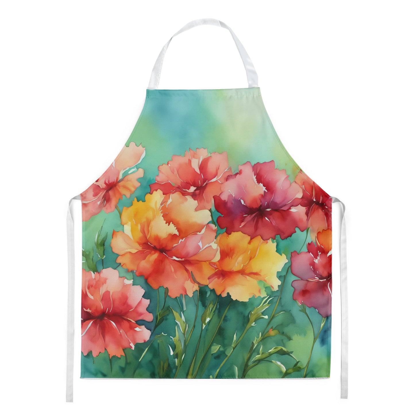 Ohio Scarlet Carnations in Watercolor Apron 27 in x 30 in
