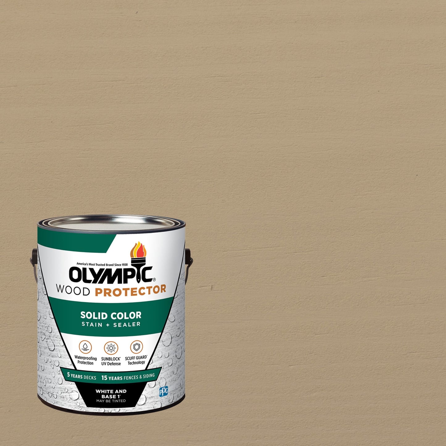 Olympic 1 Gallon SC-1038 Heather Exterior Solid Wood Protector Stain Plus Sealer in One