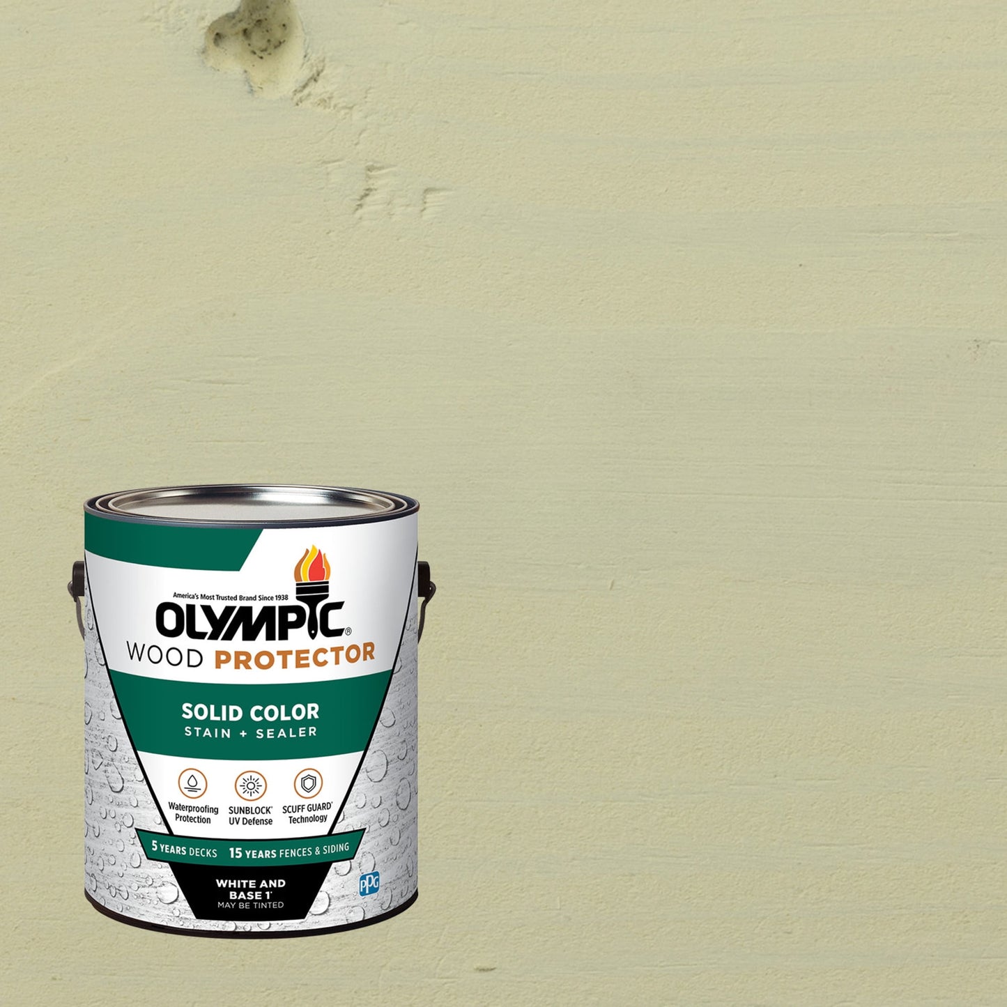 Olympic 1 Gallon SC-1051 Mystic White Exterior Solid Wood Protector Stain Plus Sealer in One