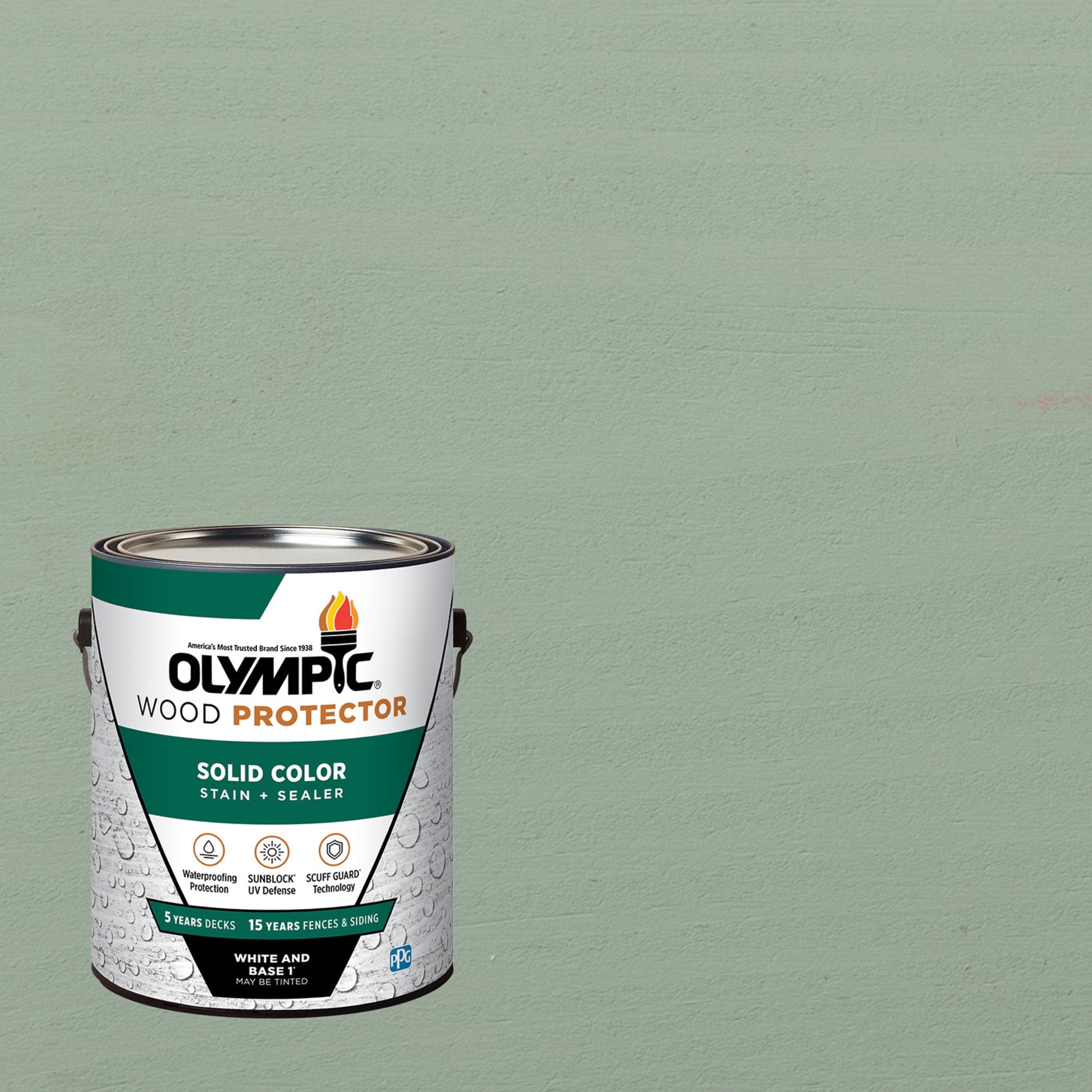 Olympic 1 Gallon SC-1053 North Pole Exterior Solid Wood Protector Stain Plus Sealer in One