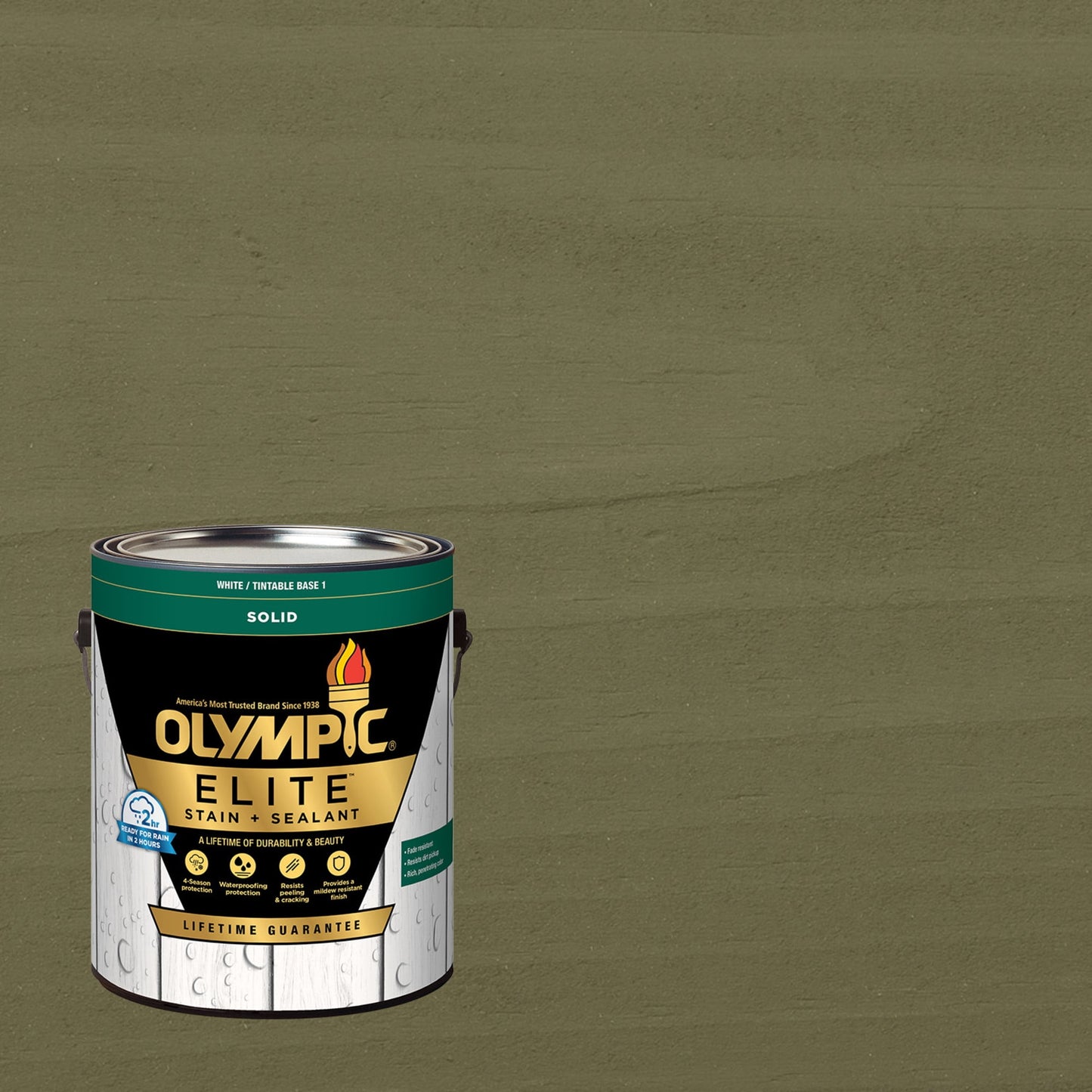 Olympic Elite 1 Gallon SC-1005 Autumn Gray Solid Advanced Exterior Stain and Sealer in One